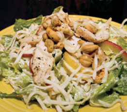 Chicken Caesar Salad with Sauteed Appled and Cashews