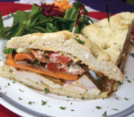 Roasted Vegetable Focaccia Sandwiches with Sun Dried Tomato Mayonnaise