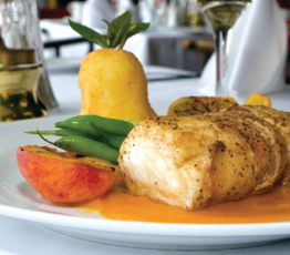 Bacon Wrapped Miso Glazed Halibut with Carrot Ginger Sauce