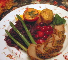 Herb Crusted Pork Tenderloin with Cranberry Compote