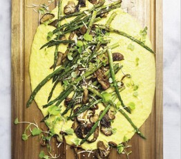 Polenta with Roasted Asparagus and Mushrooms