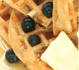Blueberry Waffles with Maple Syrup