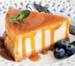 Marble Green Apple and Maple Syrup Cheesecake with Caramel Sauce
