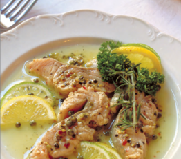 Marinated Atlantic Salmon with a Trio of Peppercorns