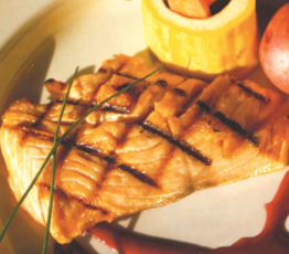Grilled Salmon with Red Beet Coulis