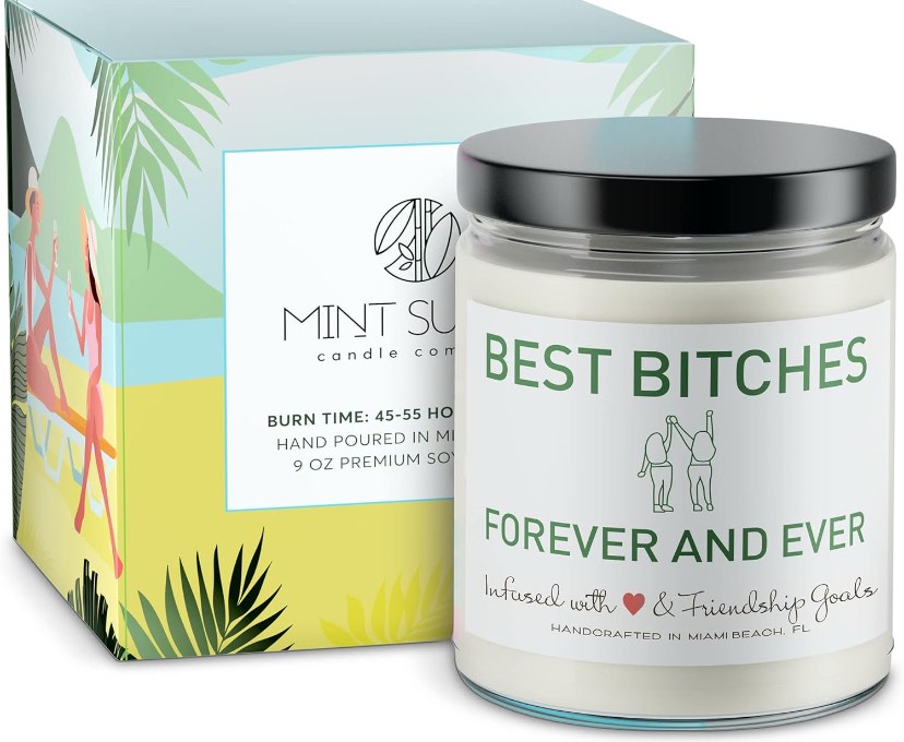 Bestie Gifts - Funny Gifts for Best Friend - Soy Wax Candle for Women - Hand Poured in The USA - 9 oz, by Mint Sugar Candle Company