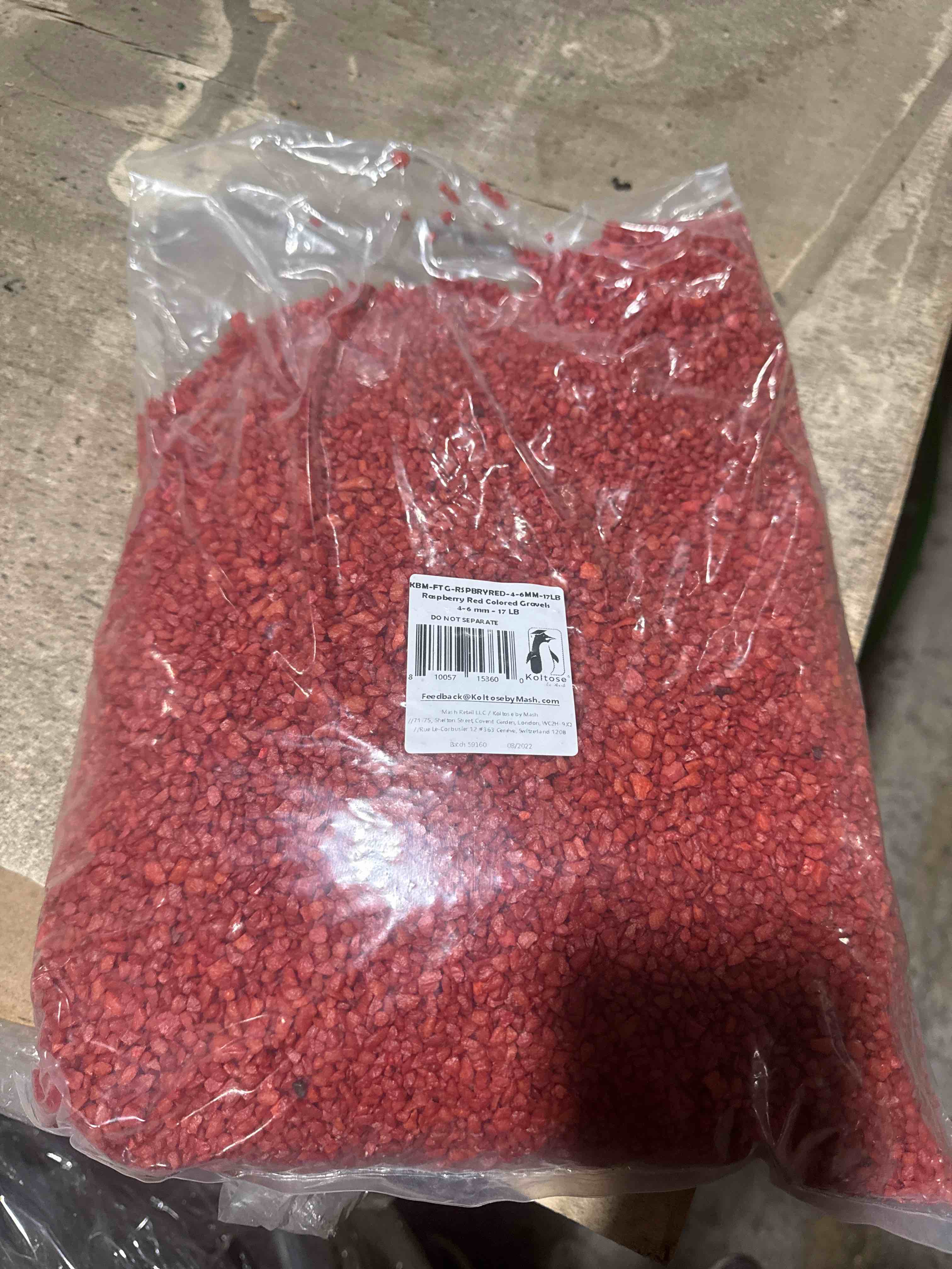 Condition photo showing New/Like New for koltose by mash raspberry red colored gravels 17lb