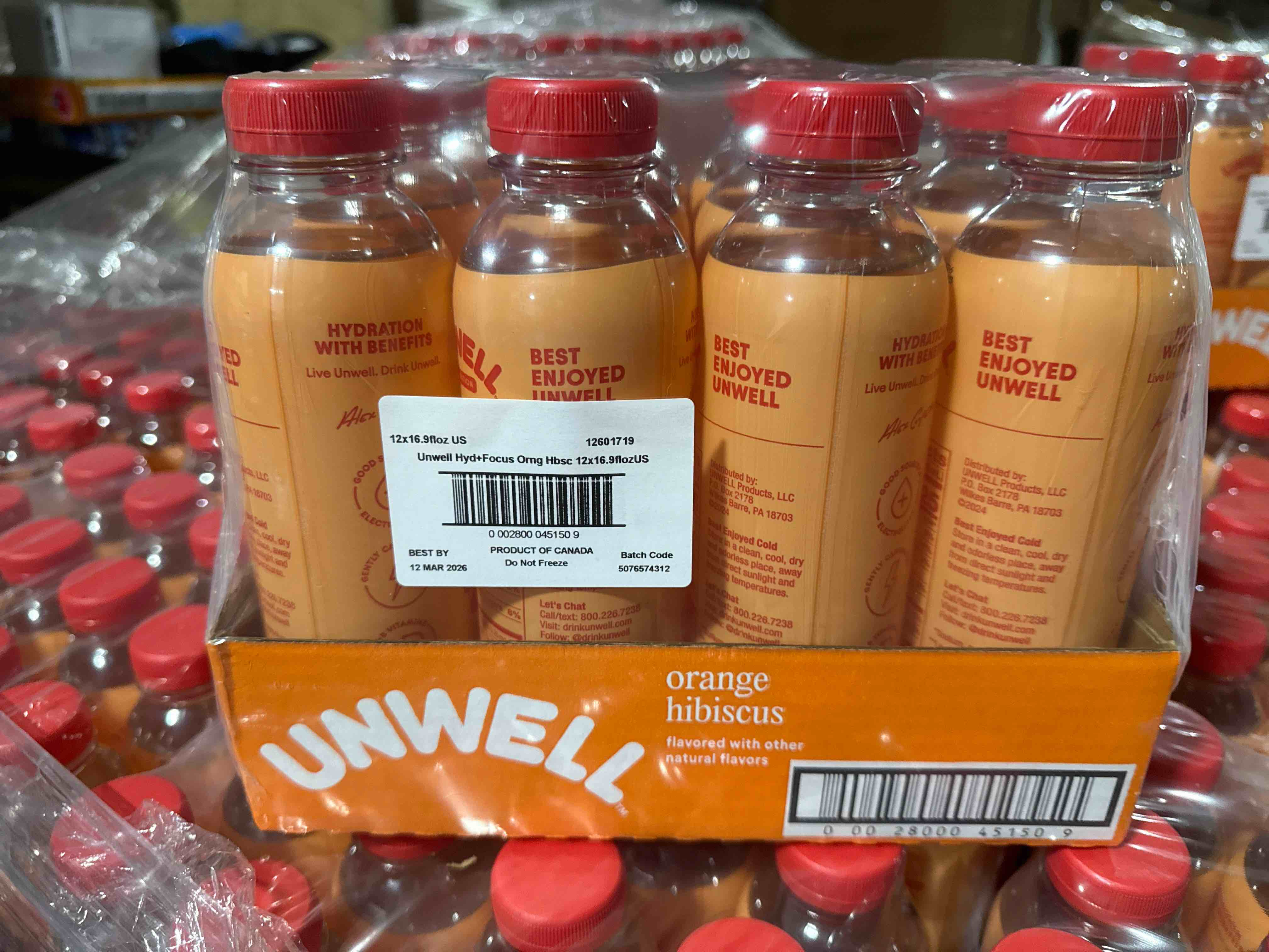 Case of 12 Unwell Orange Hibiscus Hydration Drink BB  March 2026