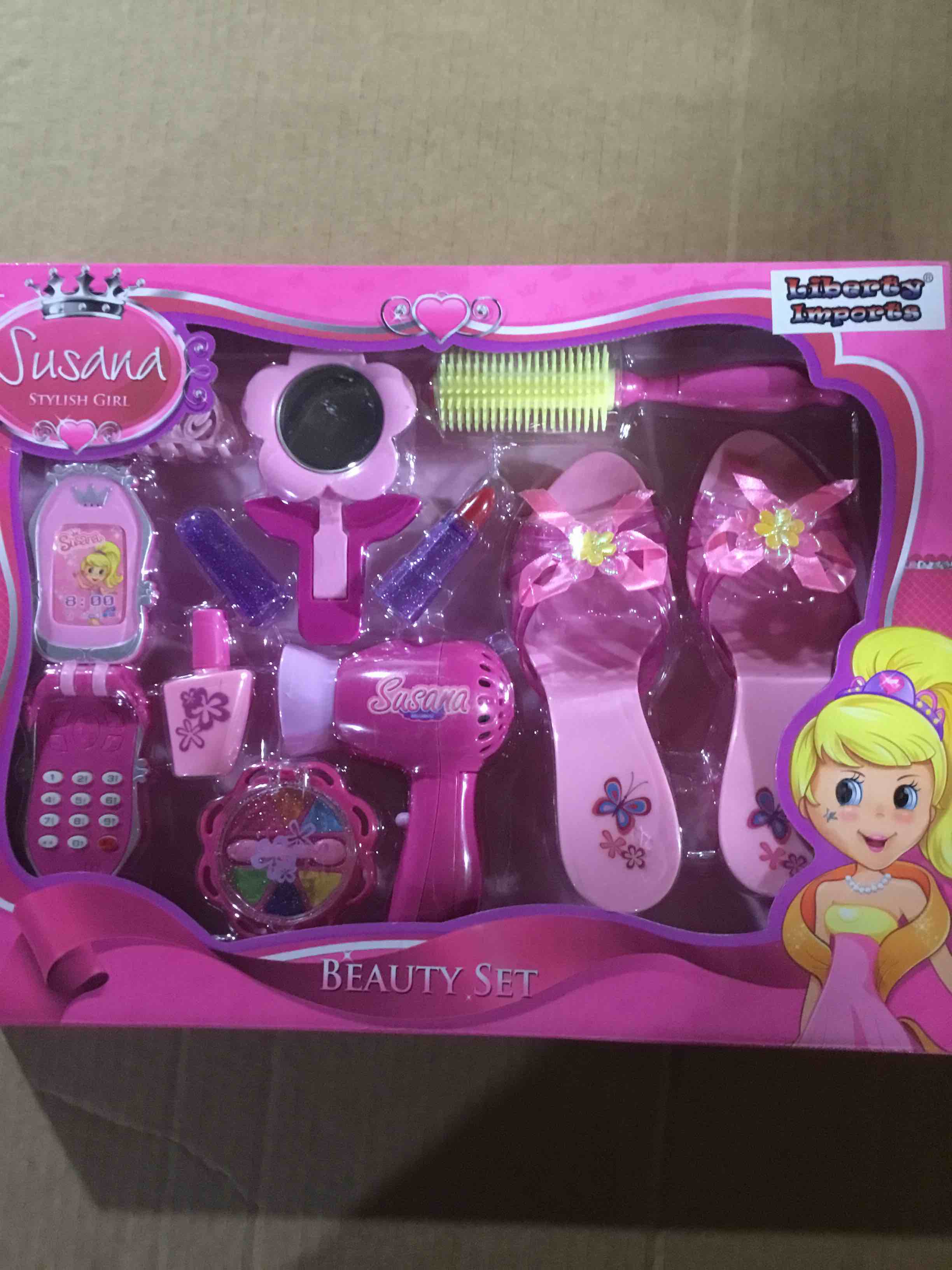 Condition photo showing New/Like New for Liberty Imports Stylish Little Princess Dress Up - Beauty Vanity Realistic Pretend Play Set - Ideal Imaginative Pink Fashion Kit for Girls with Hair Dryer, Shoes and Accessories
