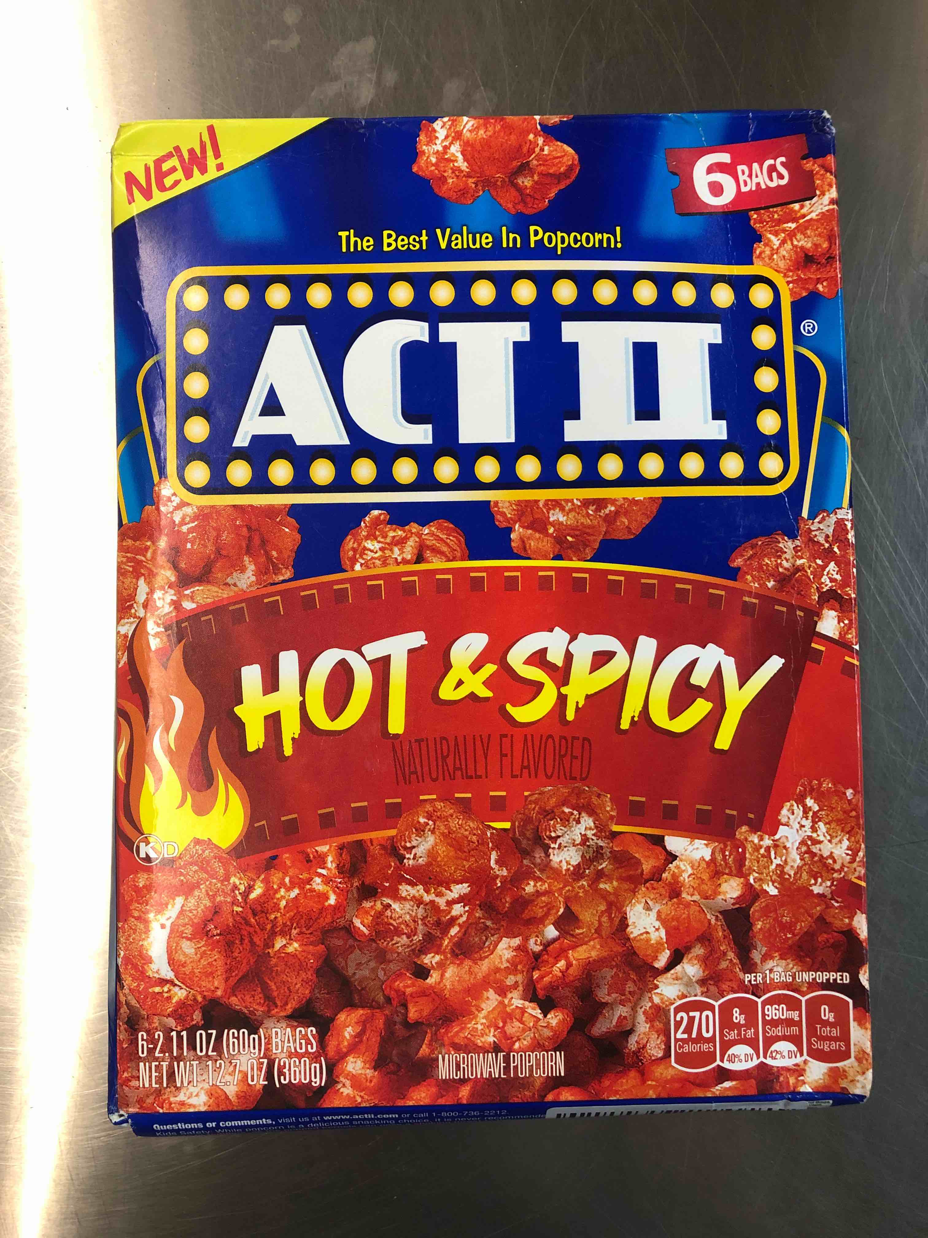act 2 hot and spicy popcorn 6-2.12 oz bags