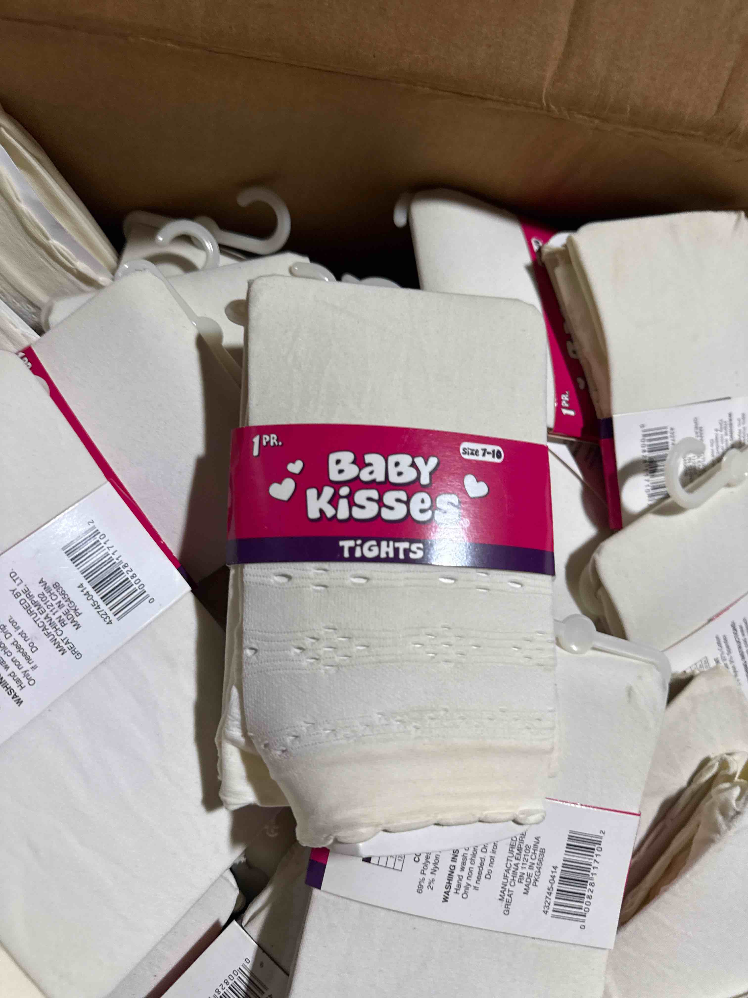 Condition photo showing New/Like New for case of 100 baby kisses footless tights size 7-10