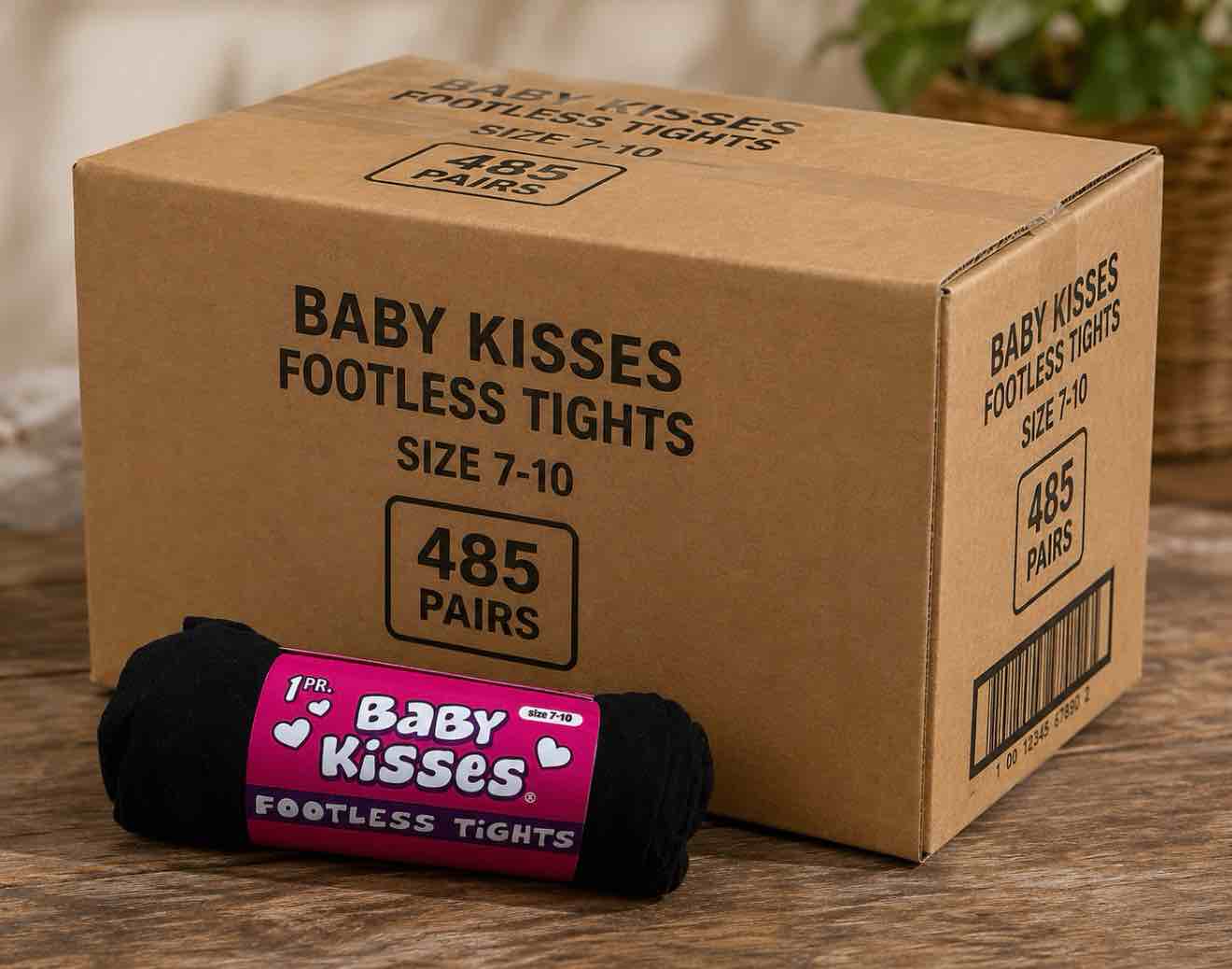 case of 485 baby kisses footless tights size 7-10