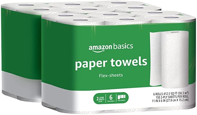 Amazon Basics 2 Ply Paper Towel - Flex-Sheets - 12 Value Rolls