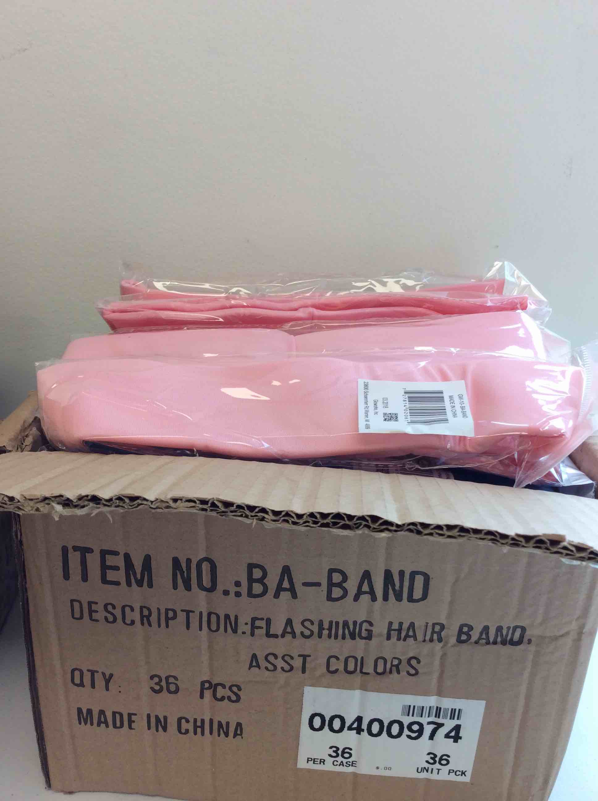 Condition photo showing New/Like New for gloworks flashing hair bands assorted colors 36 pcs