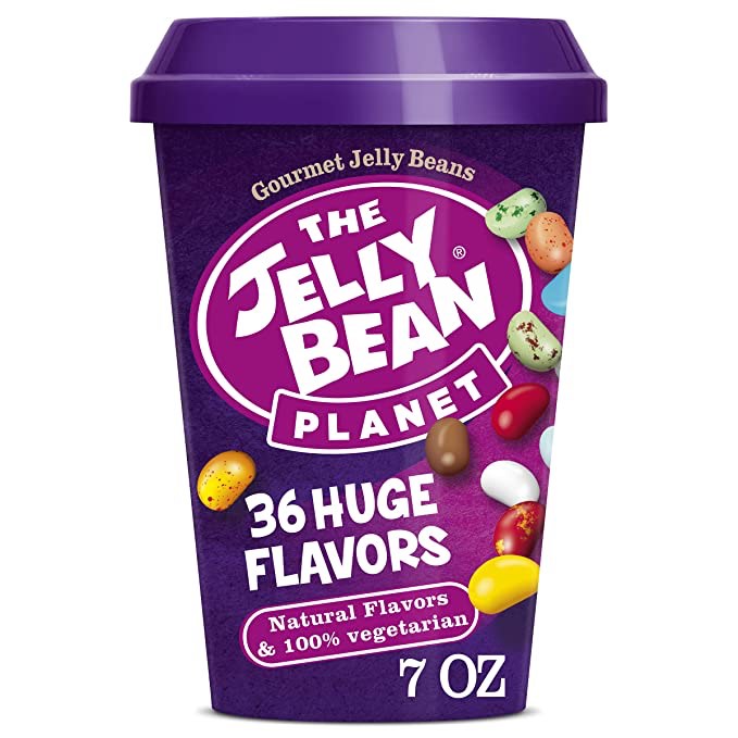 The Jelly Bean Planet Cup 7 oz - 36 Huge Flavors Gourmet Jelly Beans - Candy Bulk - Gluten Free - Vegetarian Sweets - Party Gift/ 12 pcs 