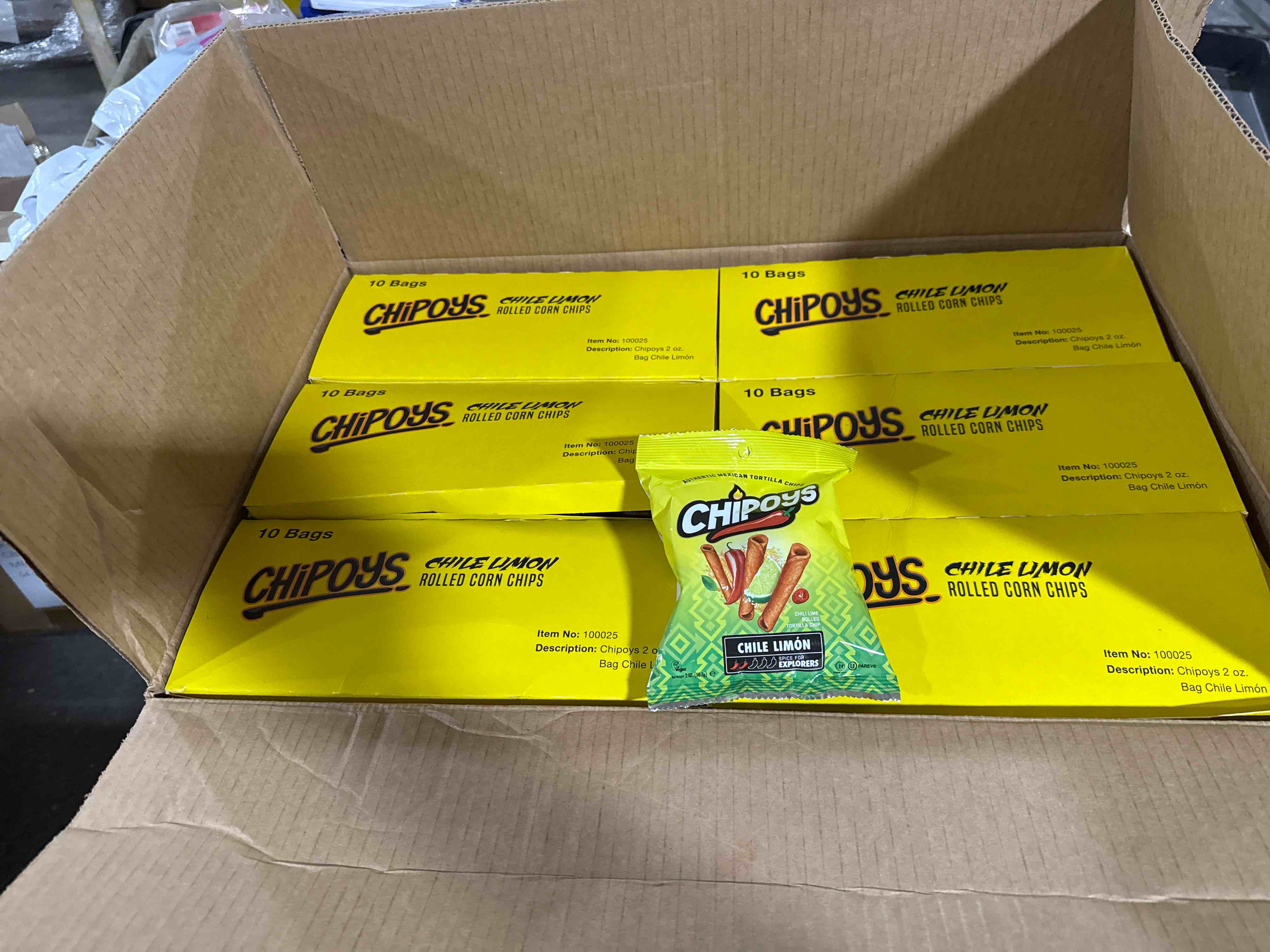 case of 120 Chipo’s Chile Limon 2 ounce tortilla chip chips