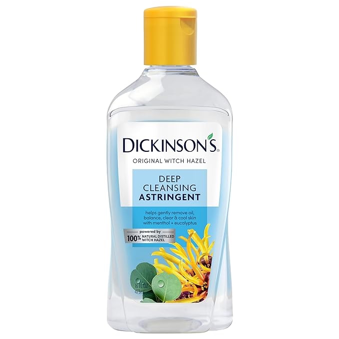Dickinson's Enhanced Witch Hazel Deep Cleansing Astringent, Menthol and Eucalyptus, 92 %  3-Pack Natural Formula, 16 Fl. Oz.