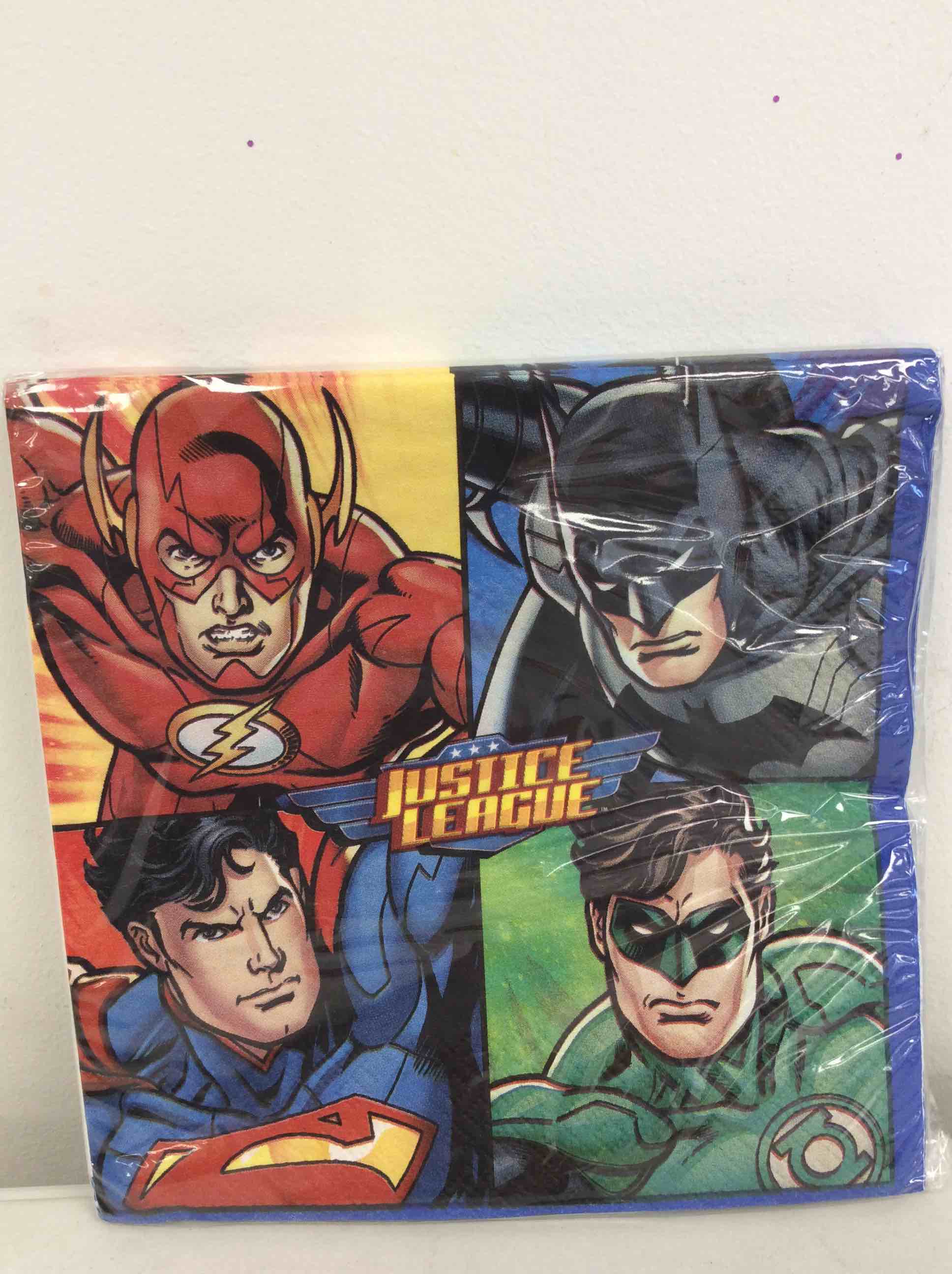 Condition photo showing New/Like New for unique justice league luncheon paper napkins - 6.5" x 6.5", 16 pcs