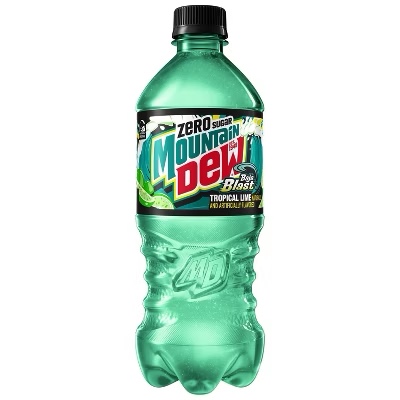 Mountain Dew Baja Blast Zero Sugar Tropical Lime & Citrus Soda Pop  20 fl oz Bottle