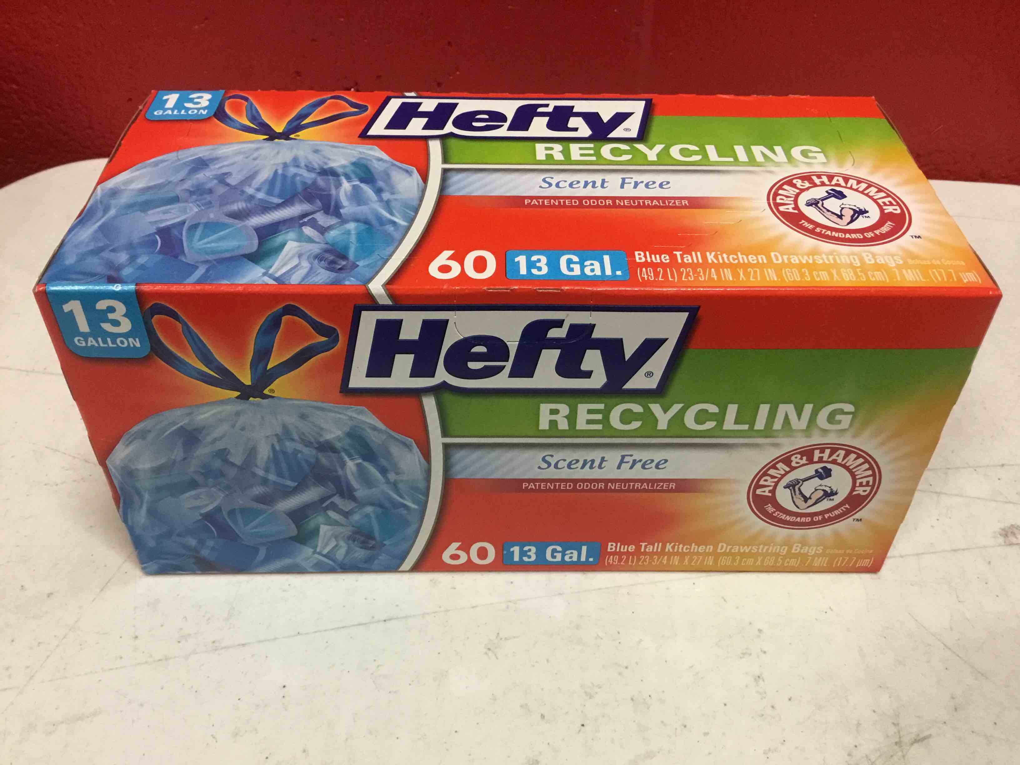 Hefty Recycling Trash Bags, Blue, 13 Gallon, 60 Count