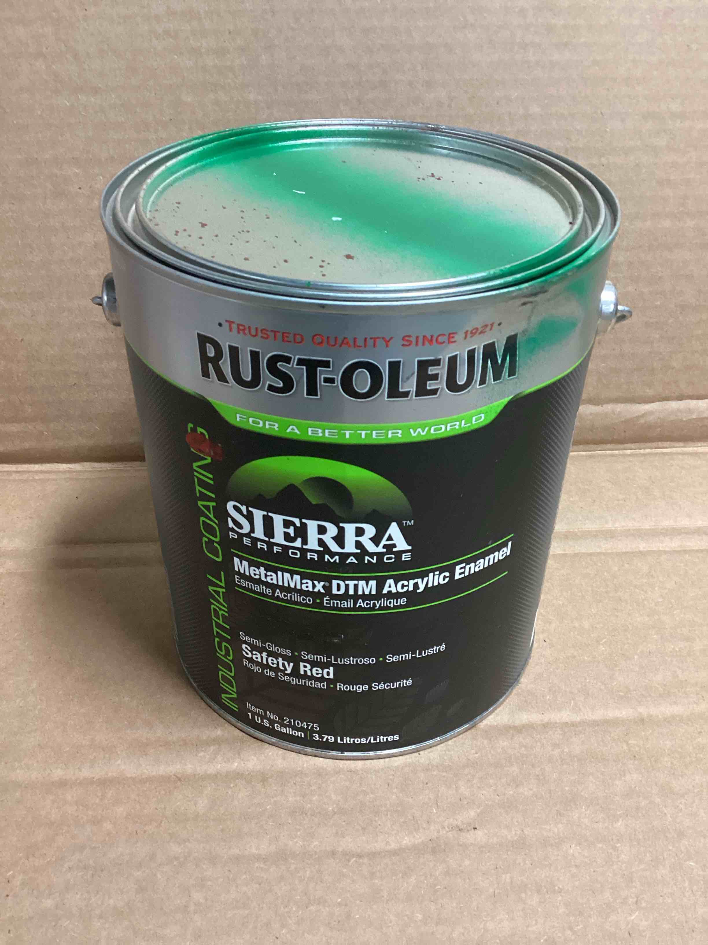 Condition photo showing Good Condition for Rust-Oleum Sierra Performance MetalMax DTM Acrylic Enamel, Safety Red Semi-Gloss 1 Gallon,  210475