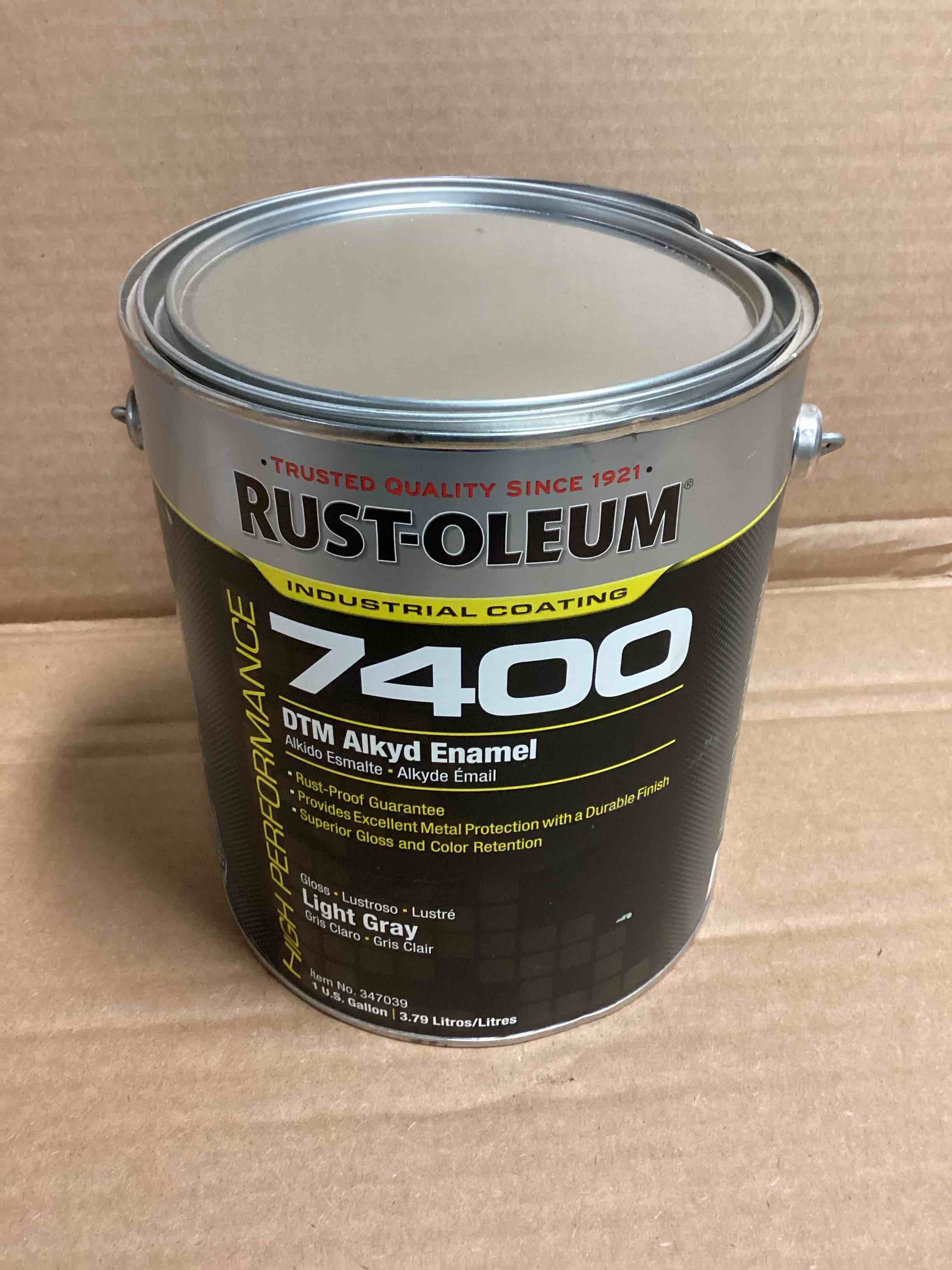 Condition photo showing New/Like New for Rust-Oleum 7400 DTM Alkyd Enamel, Light Gray Gloss 1 Gallon 