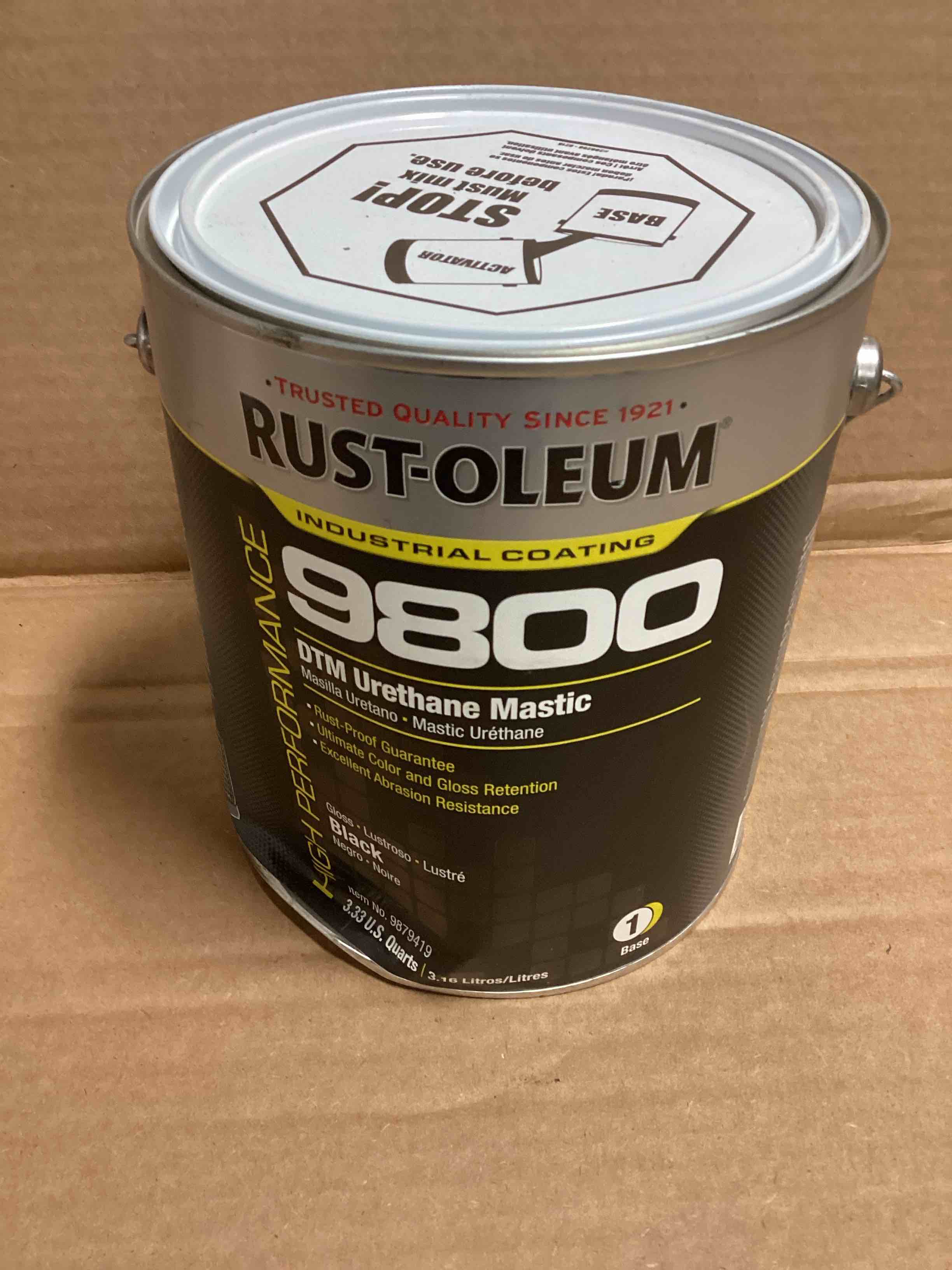 Condition photo showing New/Like New for Rust-Oleum 9800 DTM Urethane Mastic Black Gloss, 1 Gallon 