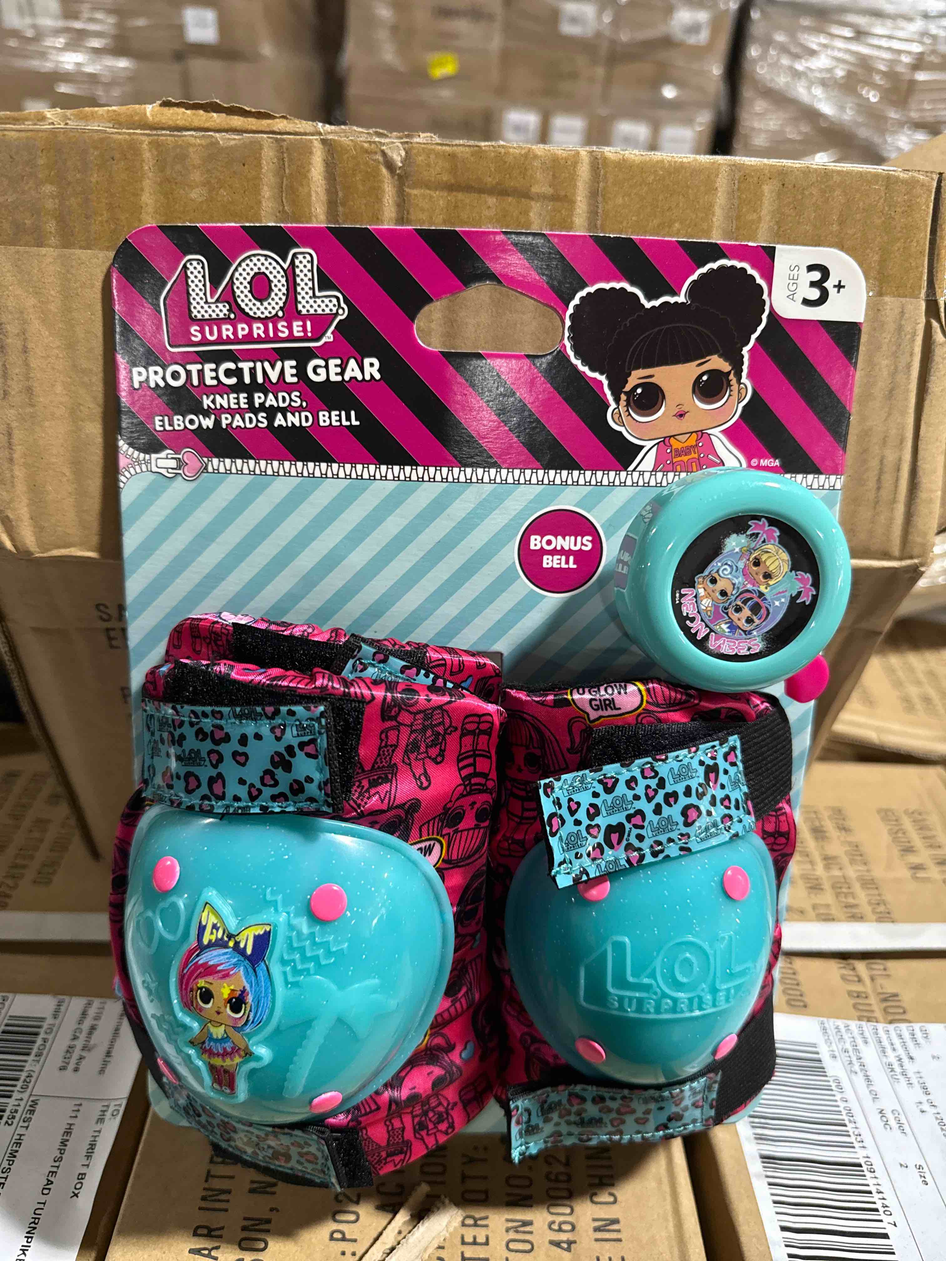 LOL Surprise Signature Series Protective Knee Pads & Elbow Pads for Kids Bike, Skateboard, Scooter with Bonus Bell, for Ages 5+ Multicolor