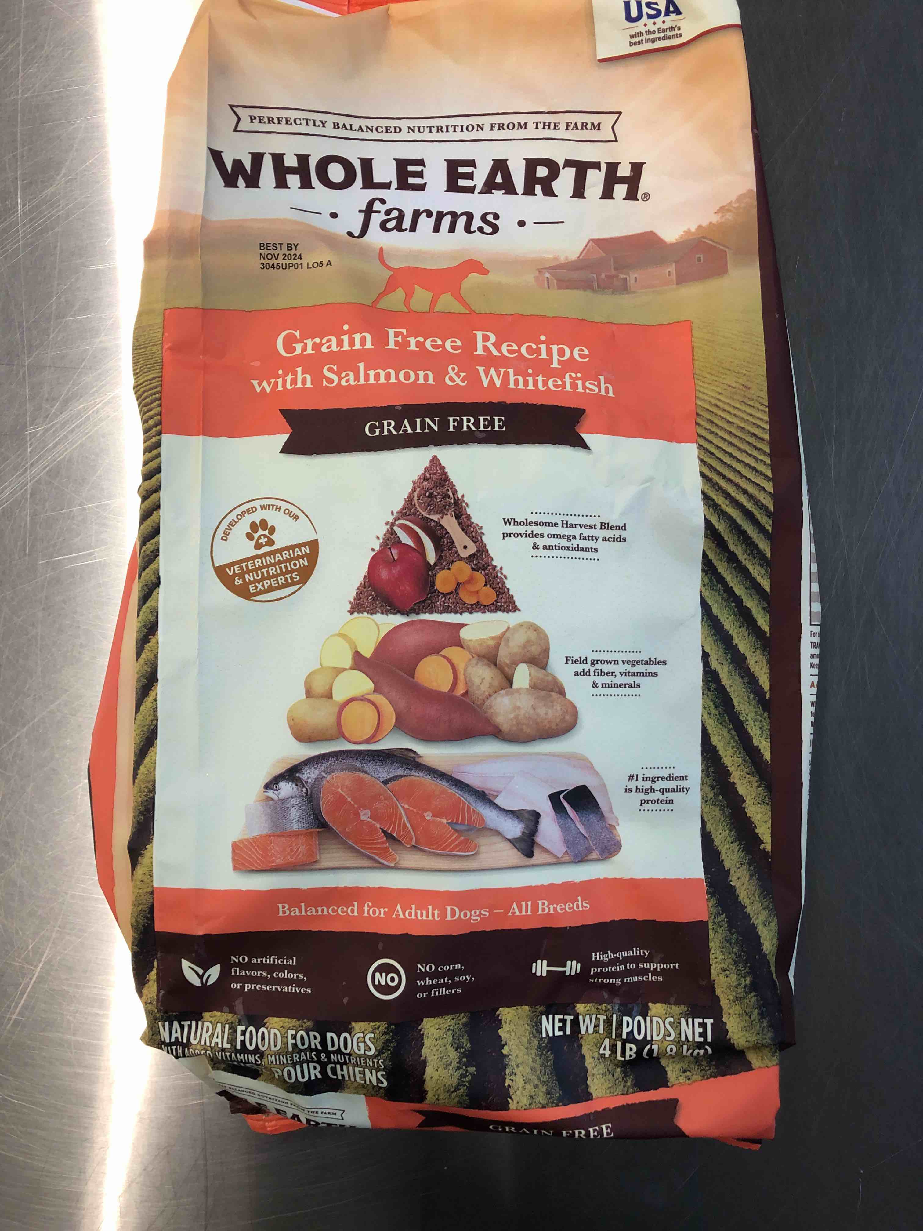 Whole Earth Farms Salmon Whitefish 4 LB Bag Exp 11/2024