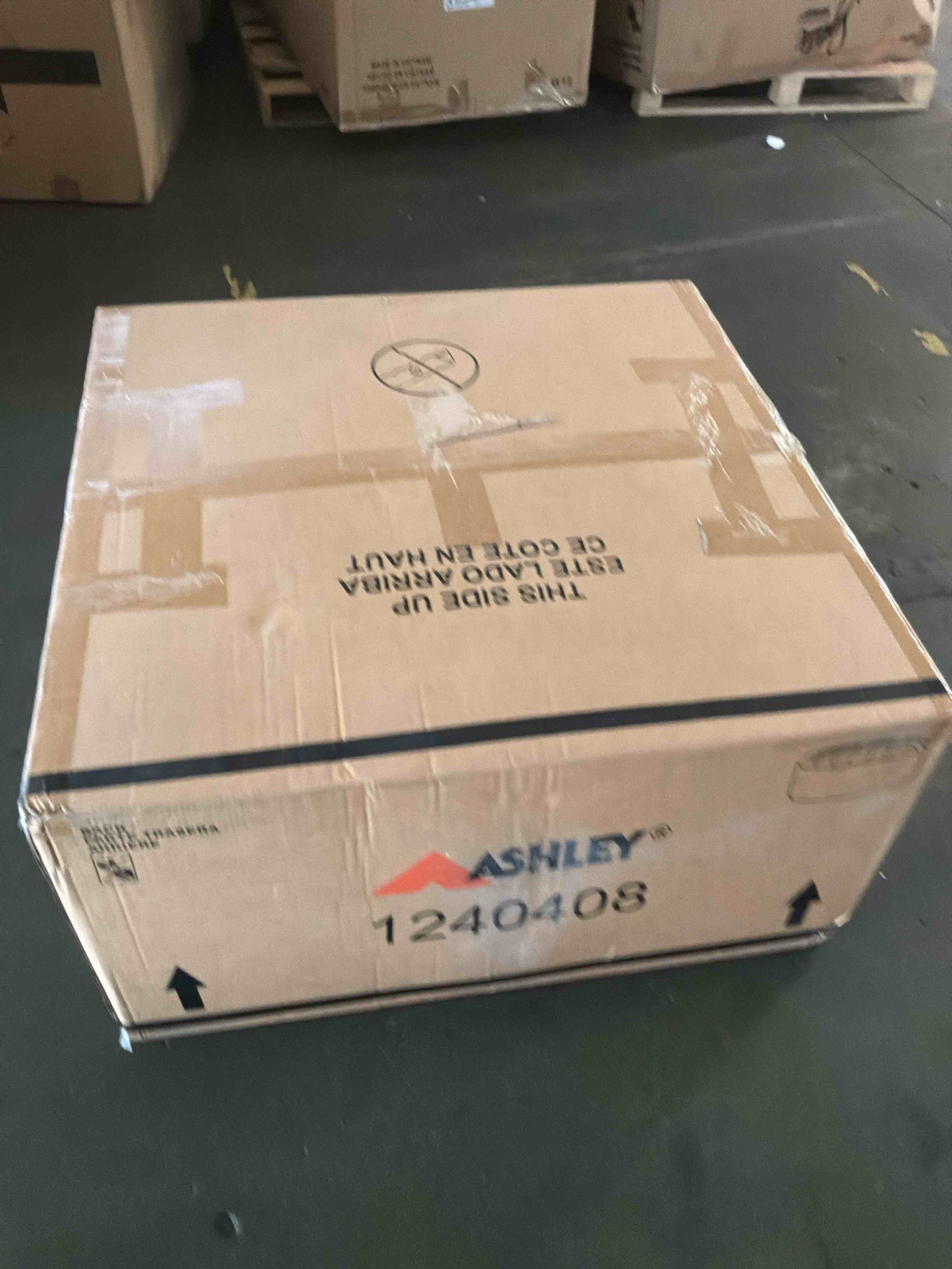 Condition photo showing New/Like New for signature design by ashley contemporary carnaby oversized accent ottoman chenille linen