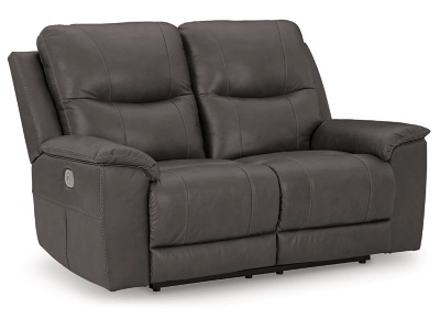 Dearview Dual Power Leather Reclining Loveseat