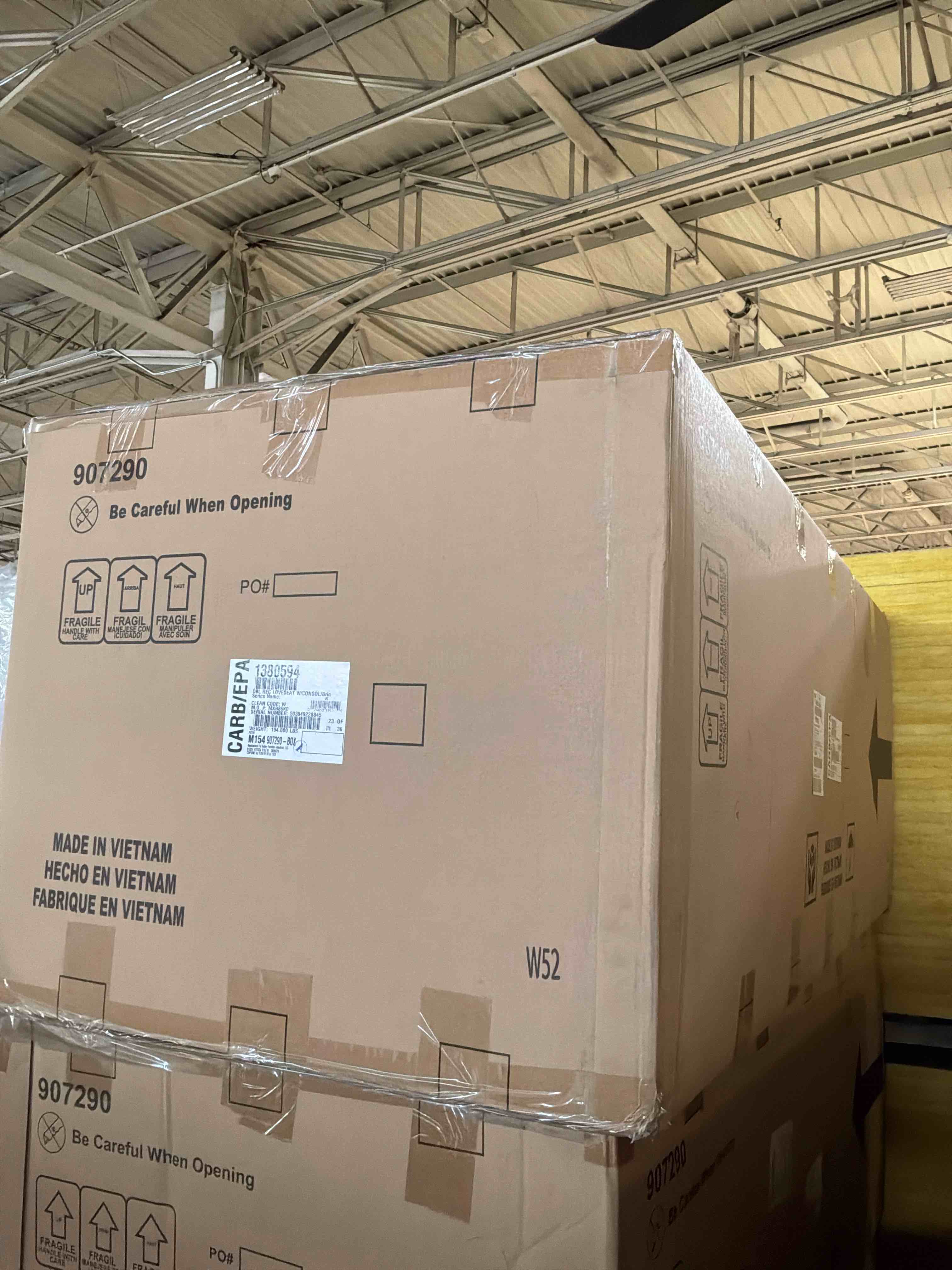 Condition photo showing New/Like New for edenwold 75 in. solid faux leather 2-seater reclining loveseat with cup holders and console in brown