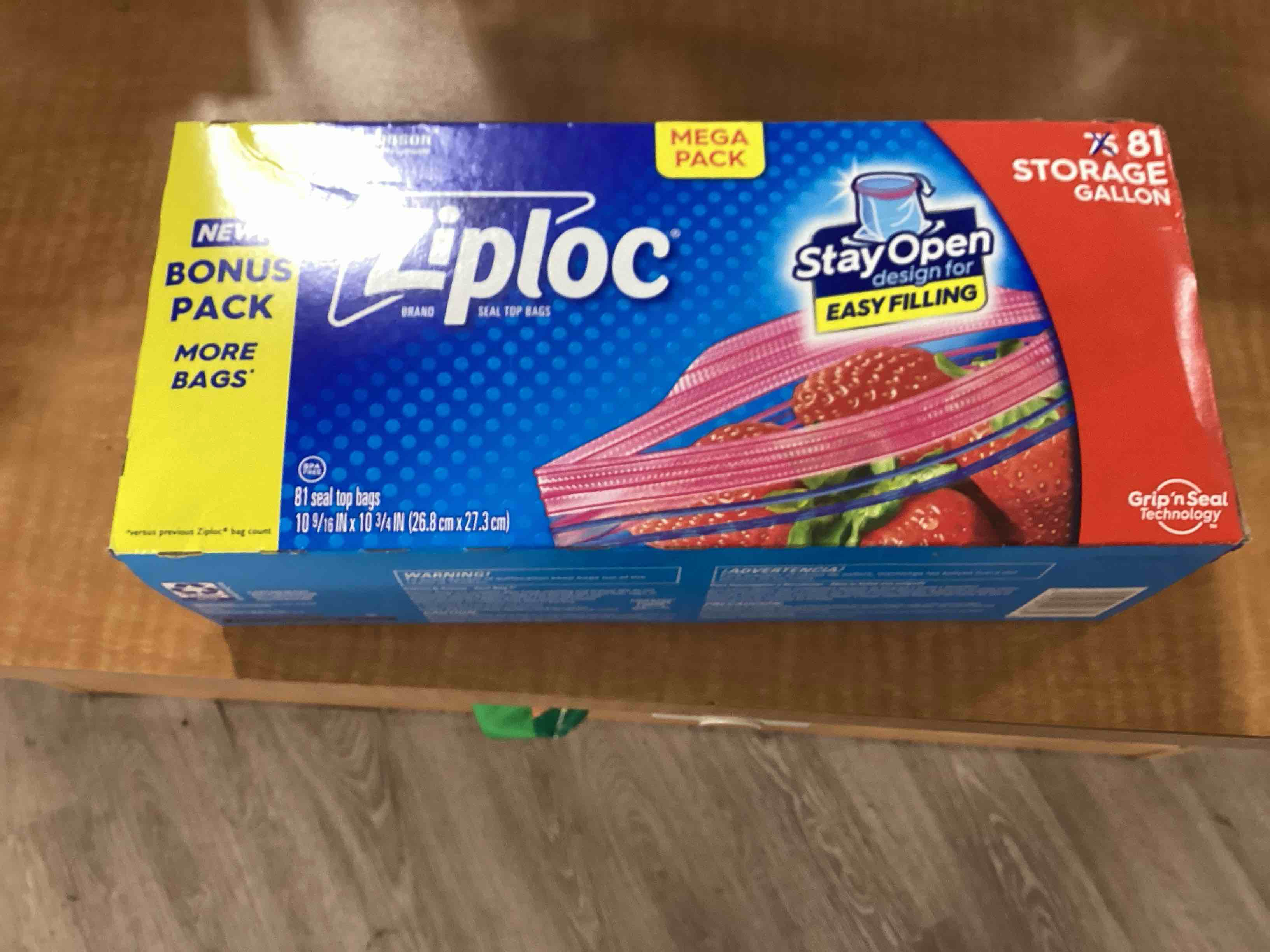 (INCOMPLETE)Ziploc Gallon Food Storage Bags, Stay Open Design with Stand-Up Bottom, Easy to Fill, 81 Count