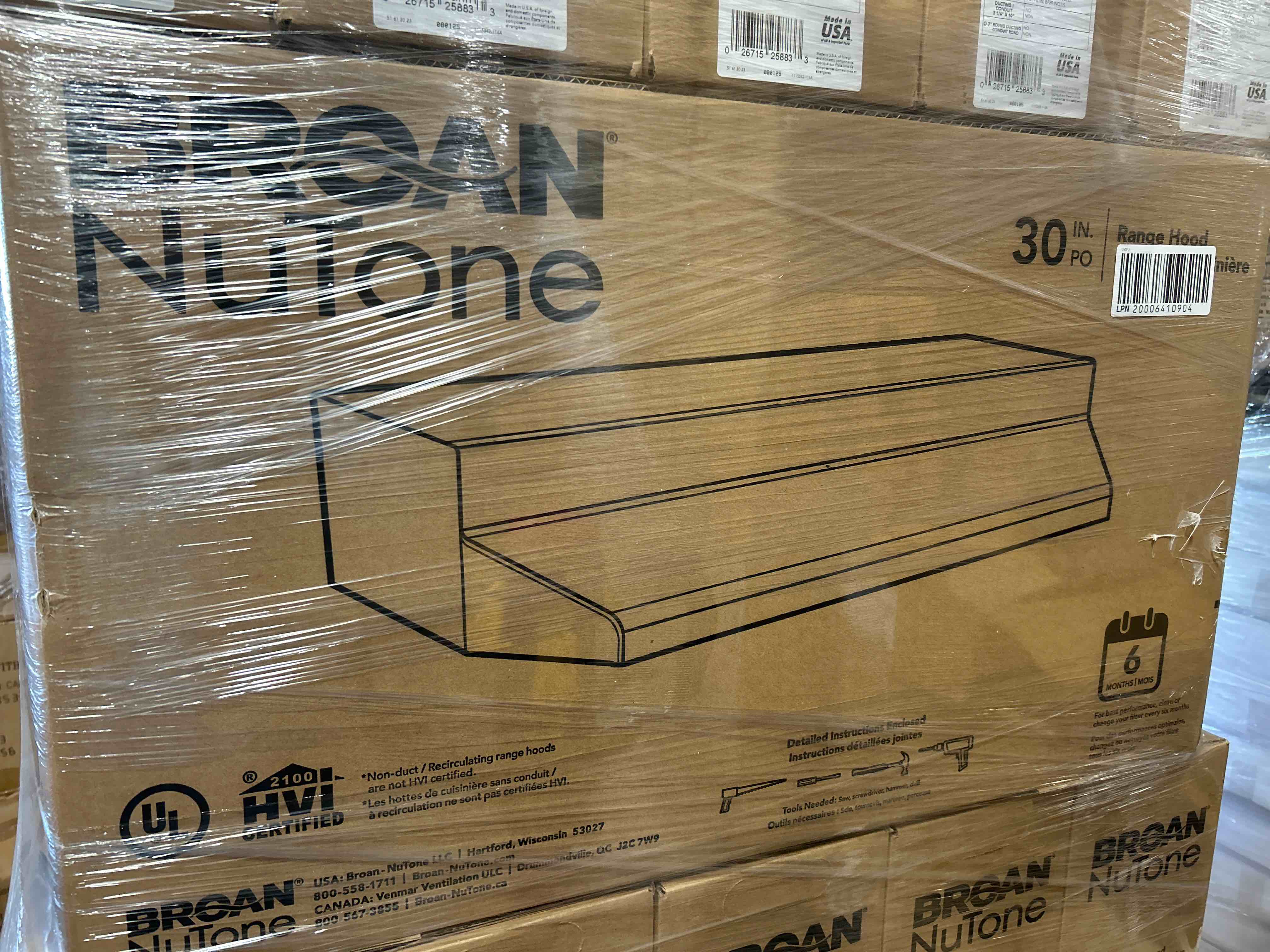 Condition photo showing Brand New for broan - 30 inches - under cabinet range hood - black