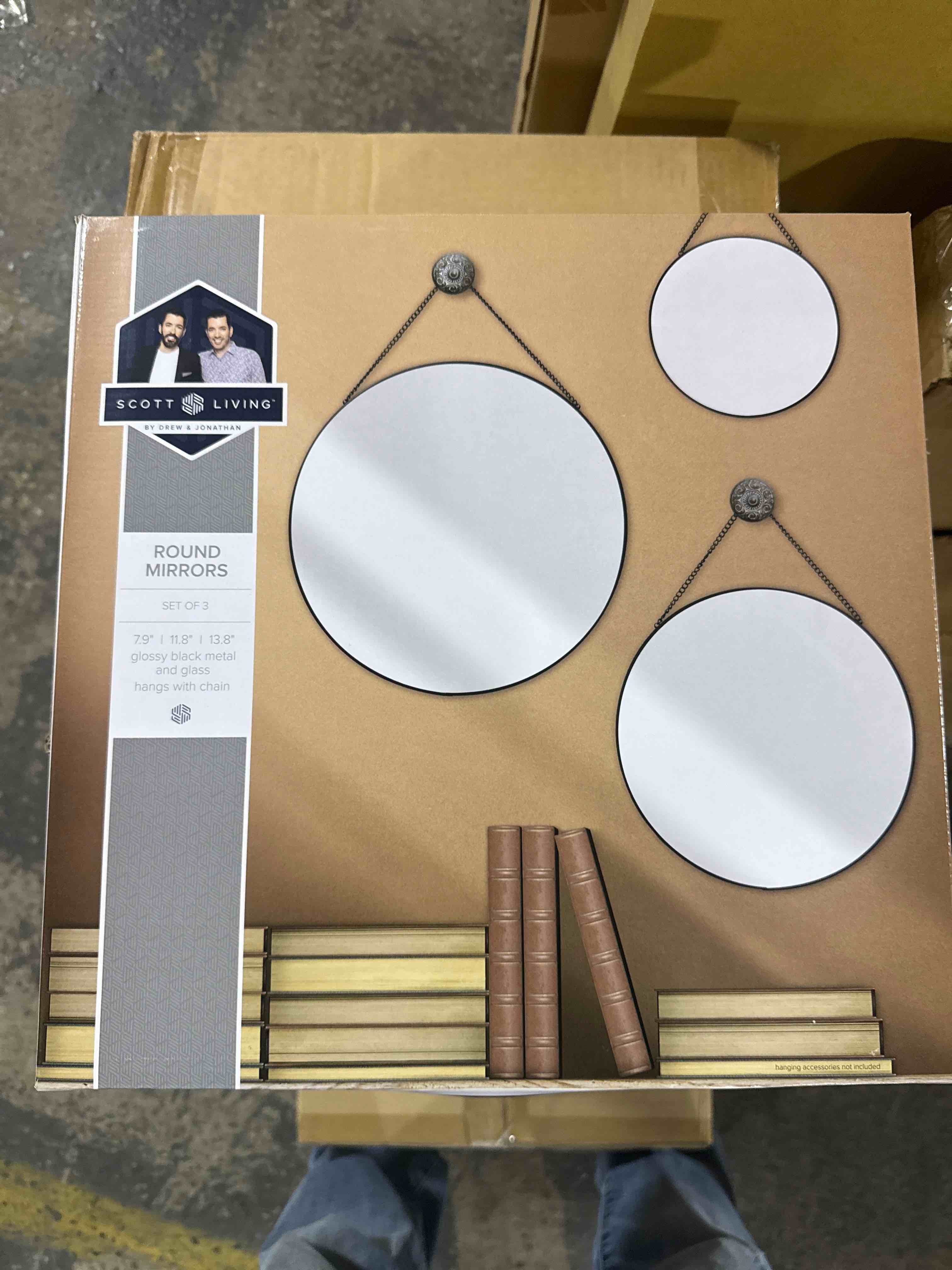 Scott Living Black Round Mirrors With Chain 3-pack Set