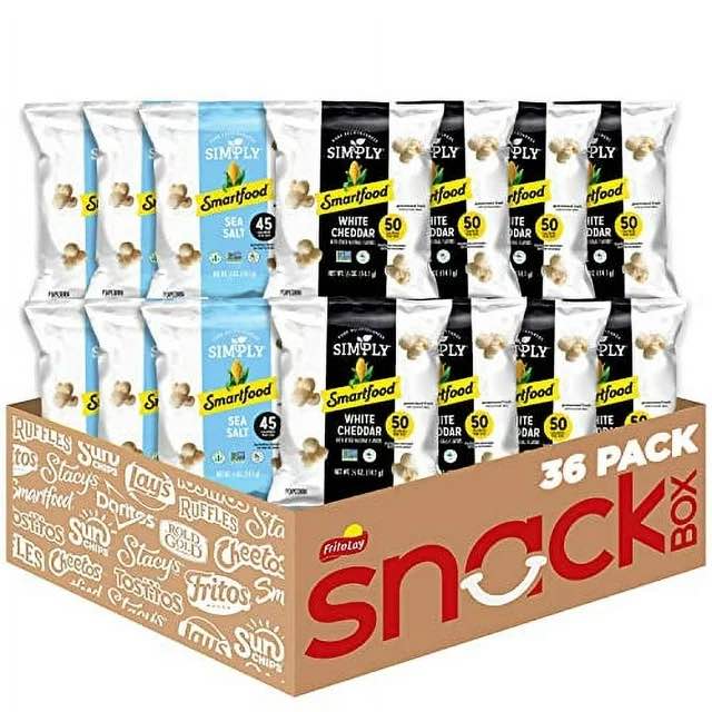 ((Use By FEB-13-2024) Simply Smartfood Variety Pack, White Cheddar and Sea Salt 0.5oz (36 bag( palet of 54 boxes total)