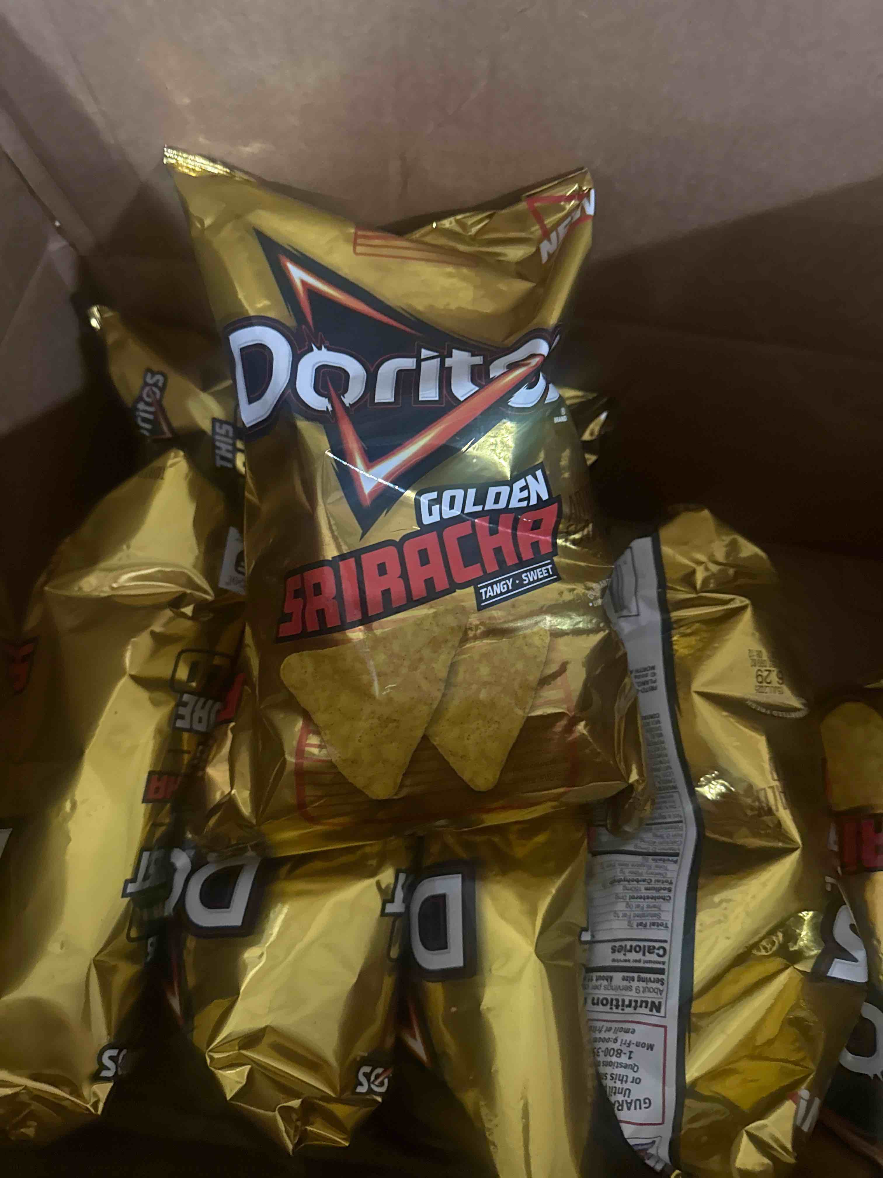Condition photo showing Brand New for case of 7! doritos tortilla chips golden sriracha - 9.25oz