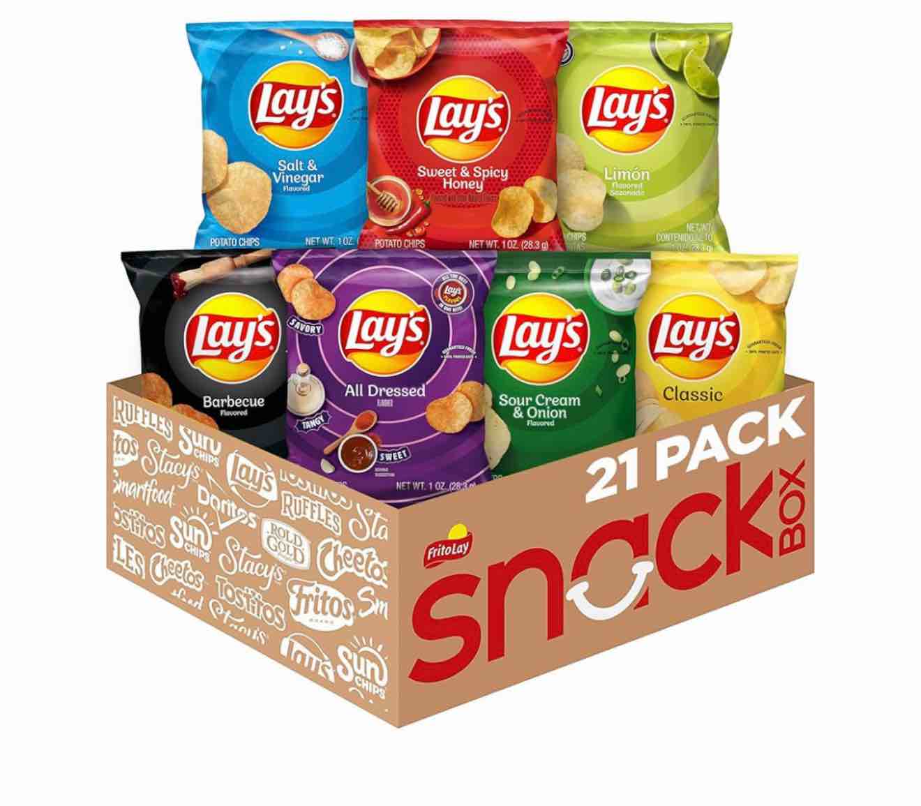 Lay's Potato Chips Variety Pack, 1 oz Bags, (21 Pack) BB 12.16.2025