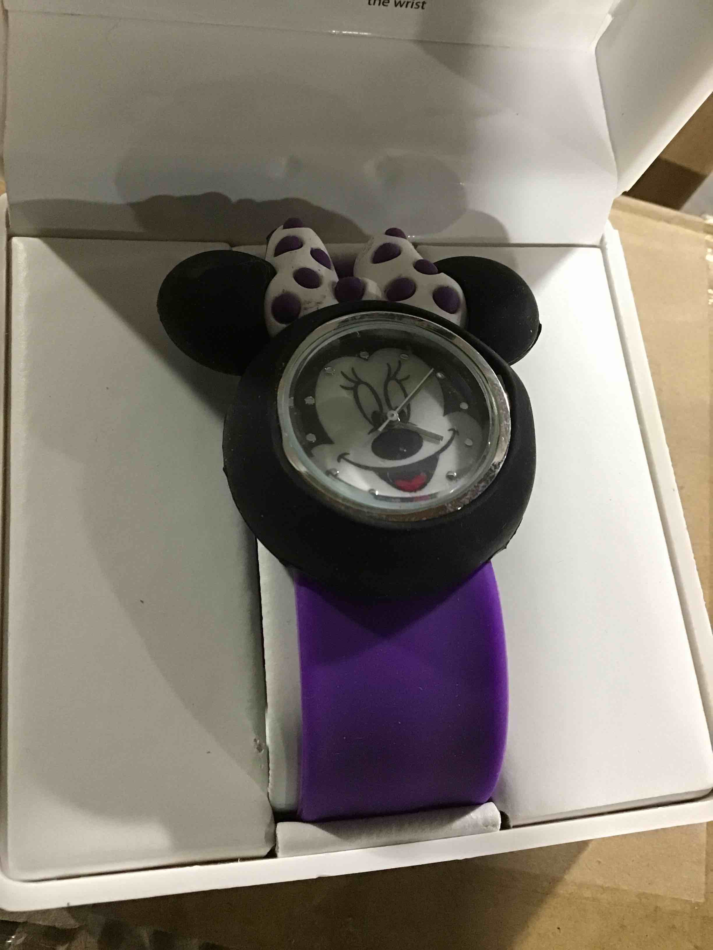 Official Disney Minnie Mouse Analog Watch With Purple One Size Slap-on Band