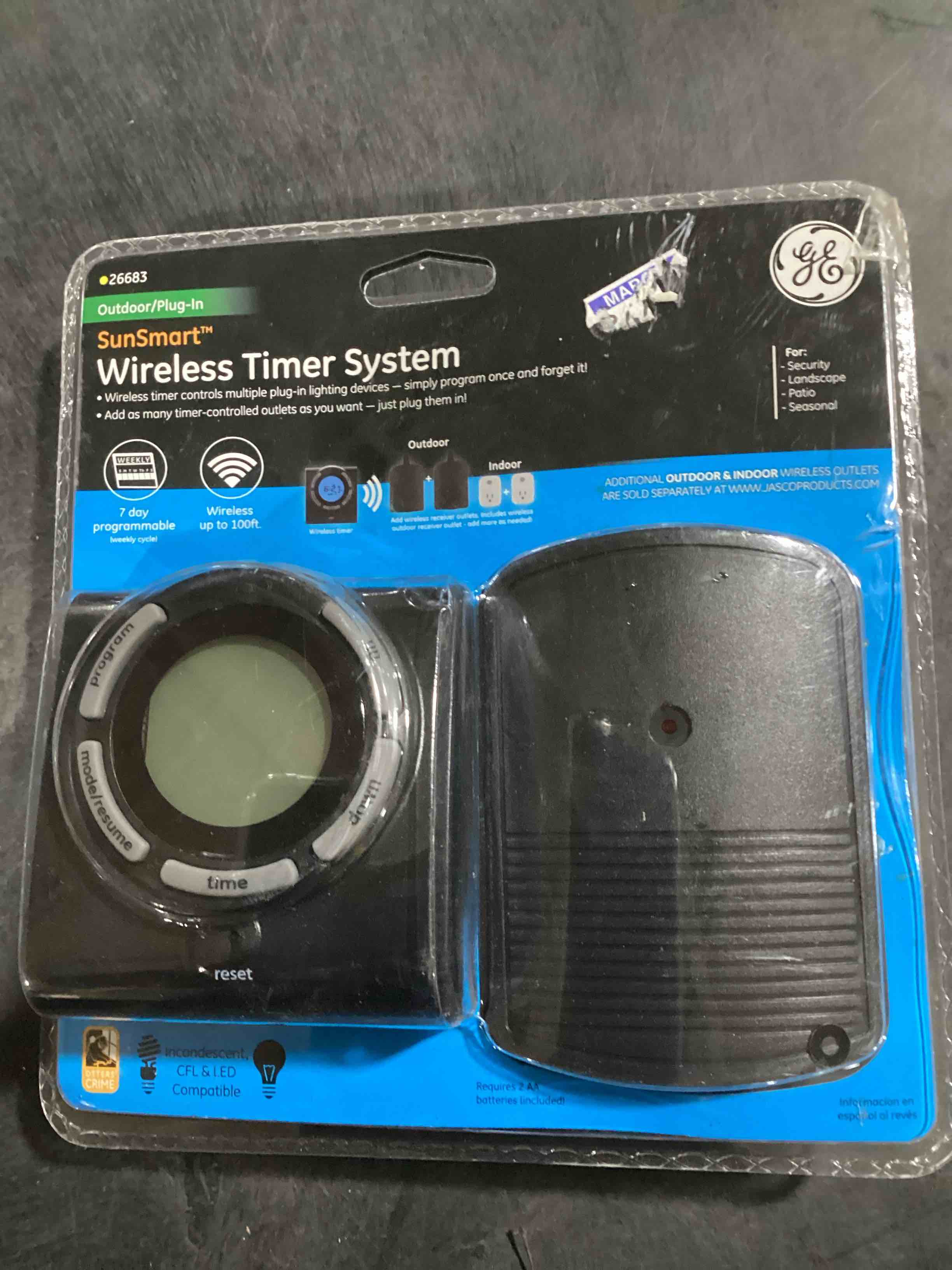 Condition photo showing Brand New for GE 26683 Wireless Timer with Dual Grounded Outdoor Module
