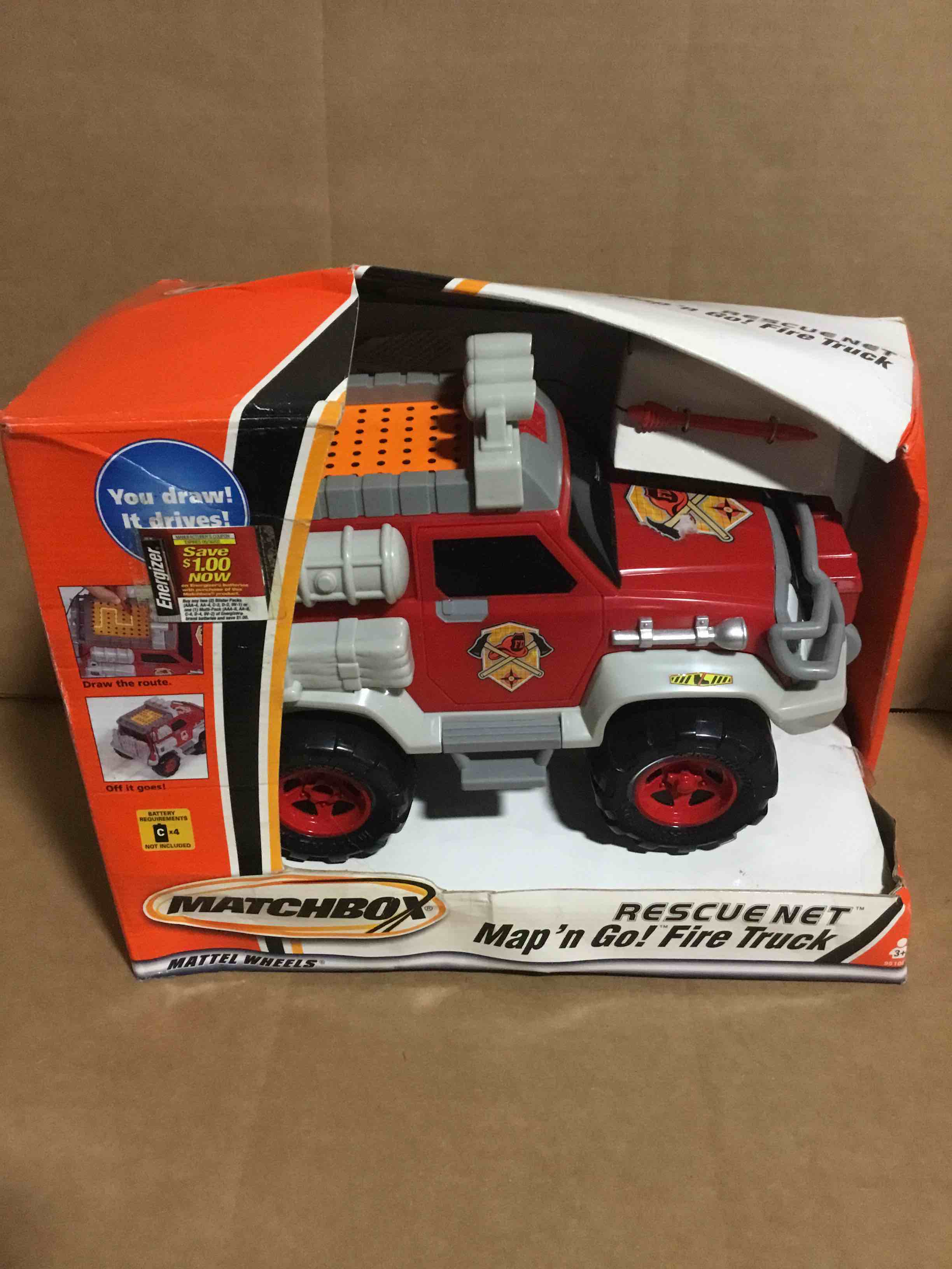 Condition photo showing New/Like New for 2000 Matchbox Rescue Net Super-blast Fire Truck Super Hard To Find