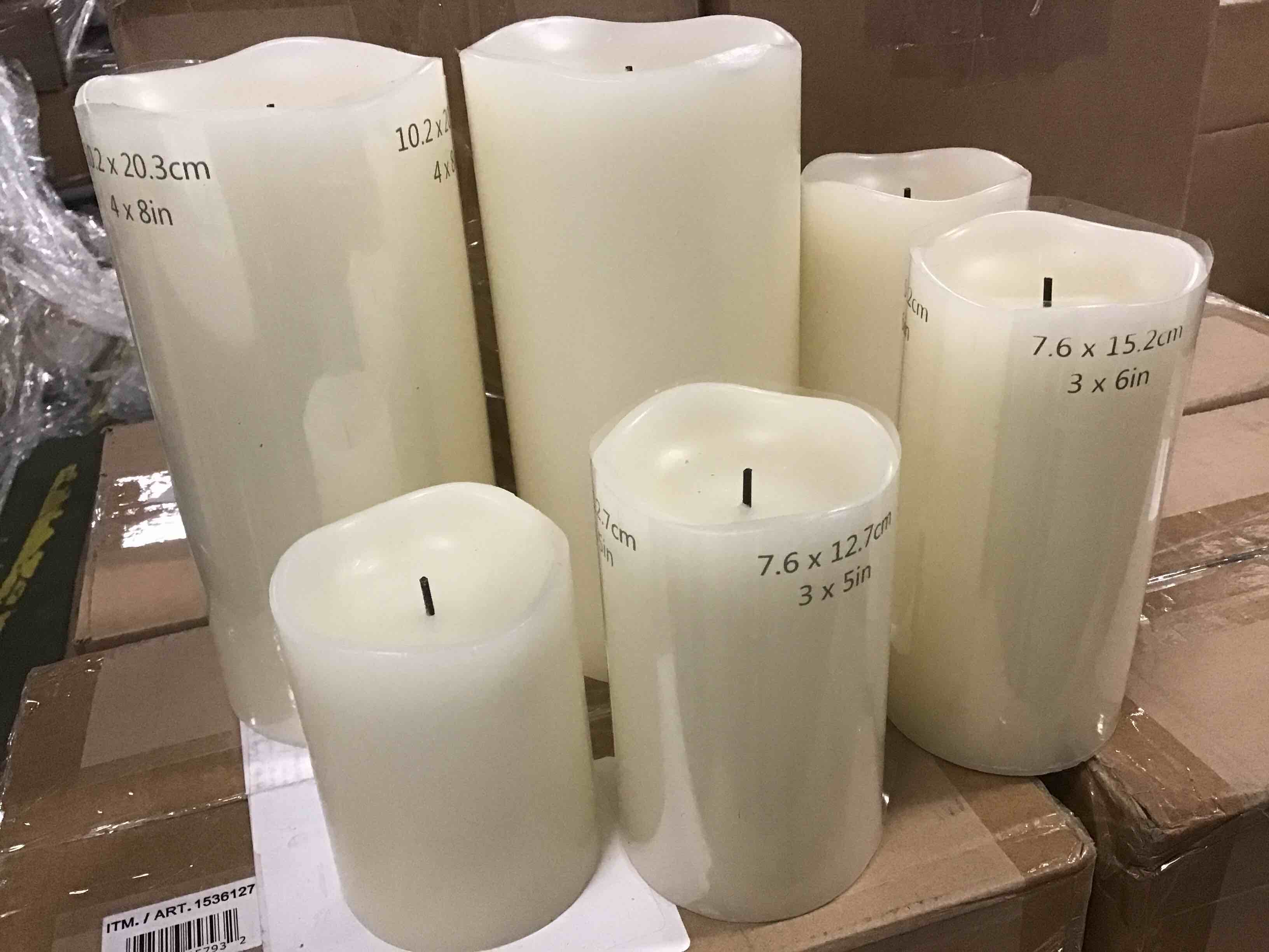 Candles Flickering Battery Operated with Remote Control, set of 6,  Sizes: 2 (4x8in) 2(3x6in) 1(3x5in) 1(3x4in)