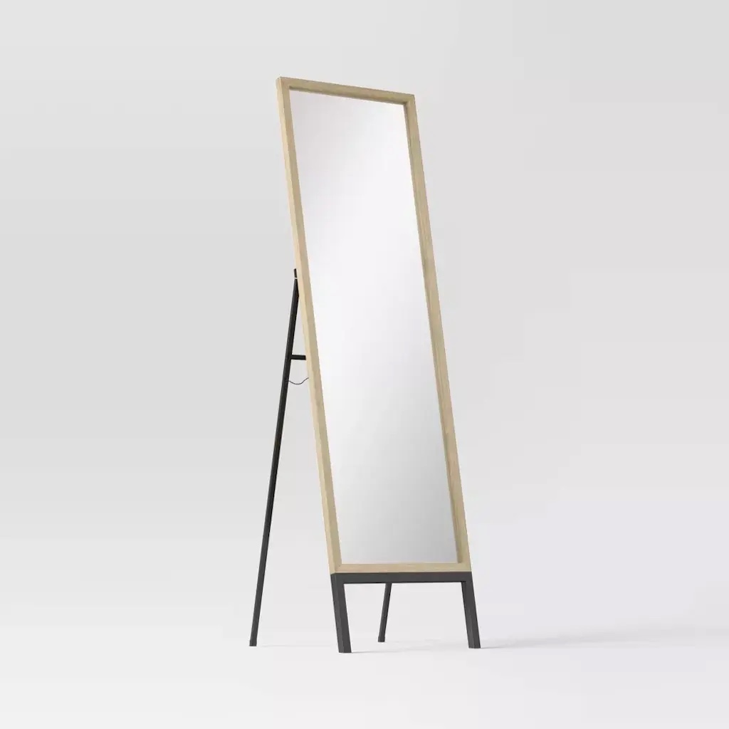 20" x 66" Oak and Metal Modern Floor Mirror Brown - Project 62