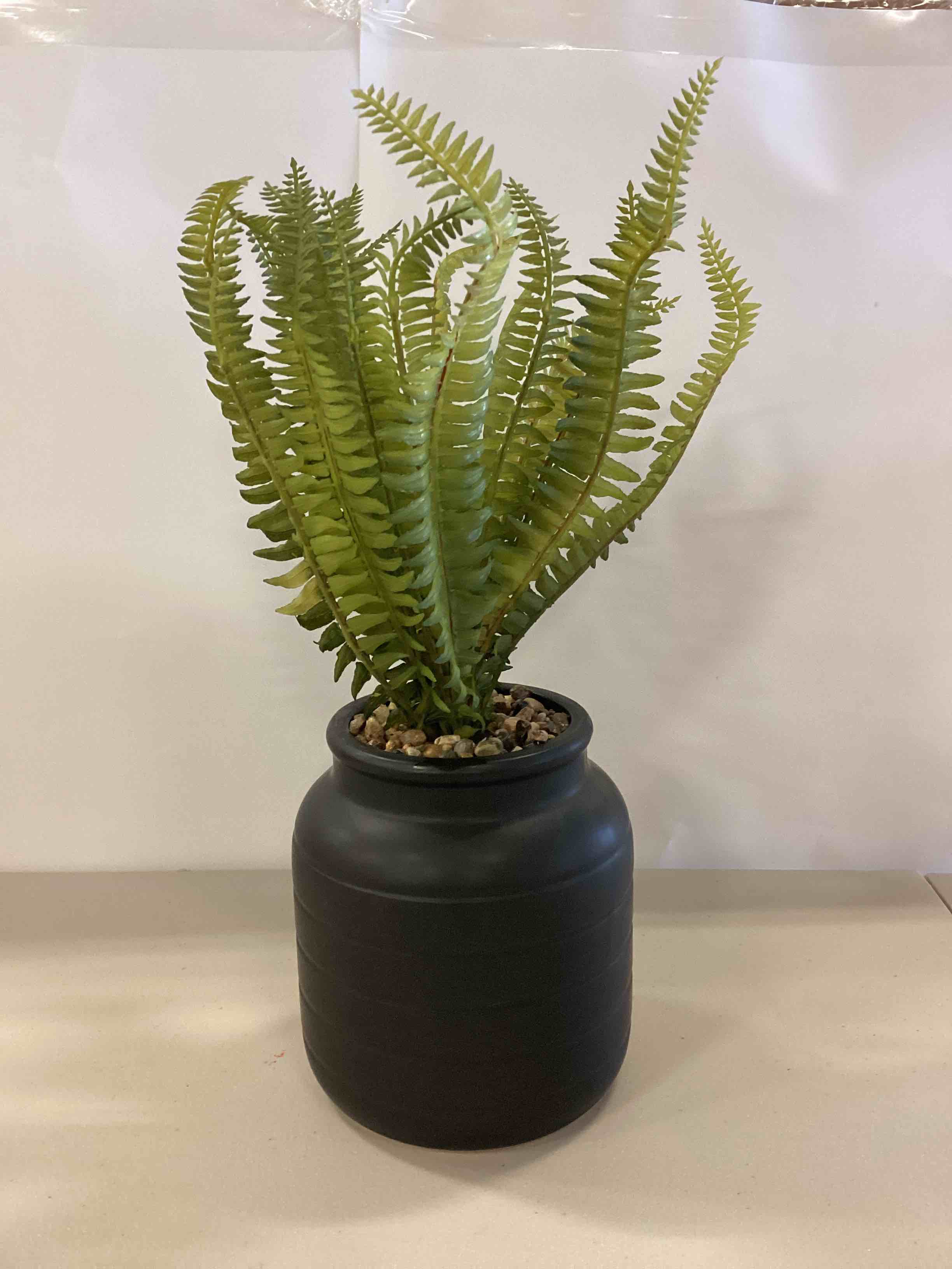 Faux Table Plant With Black Stone Planter 