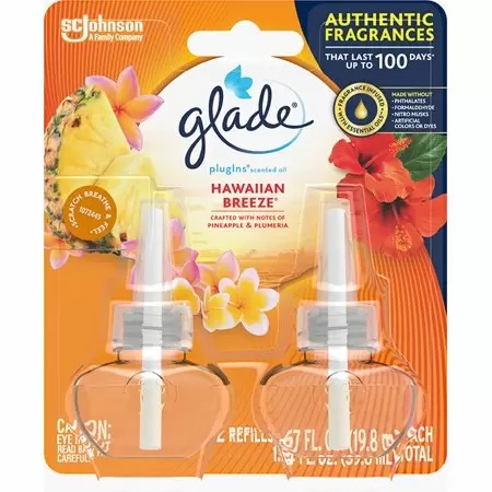 Glade PlugIns Refill 2 CT, Hawaiian Breeze, 1.34 FL. OZ. Total, Scented Oil Air