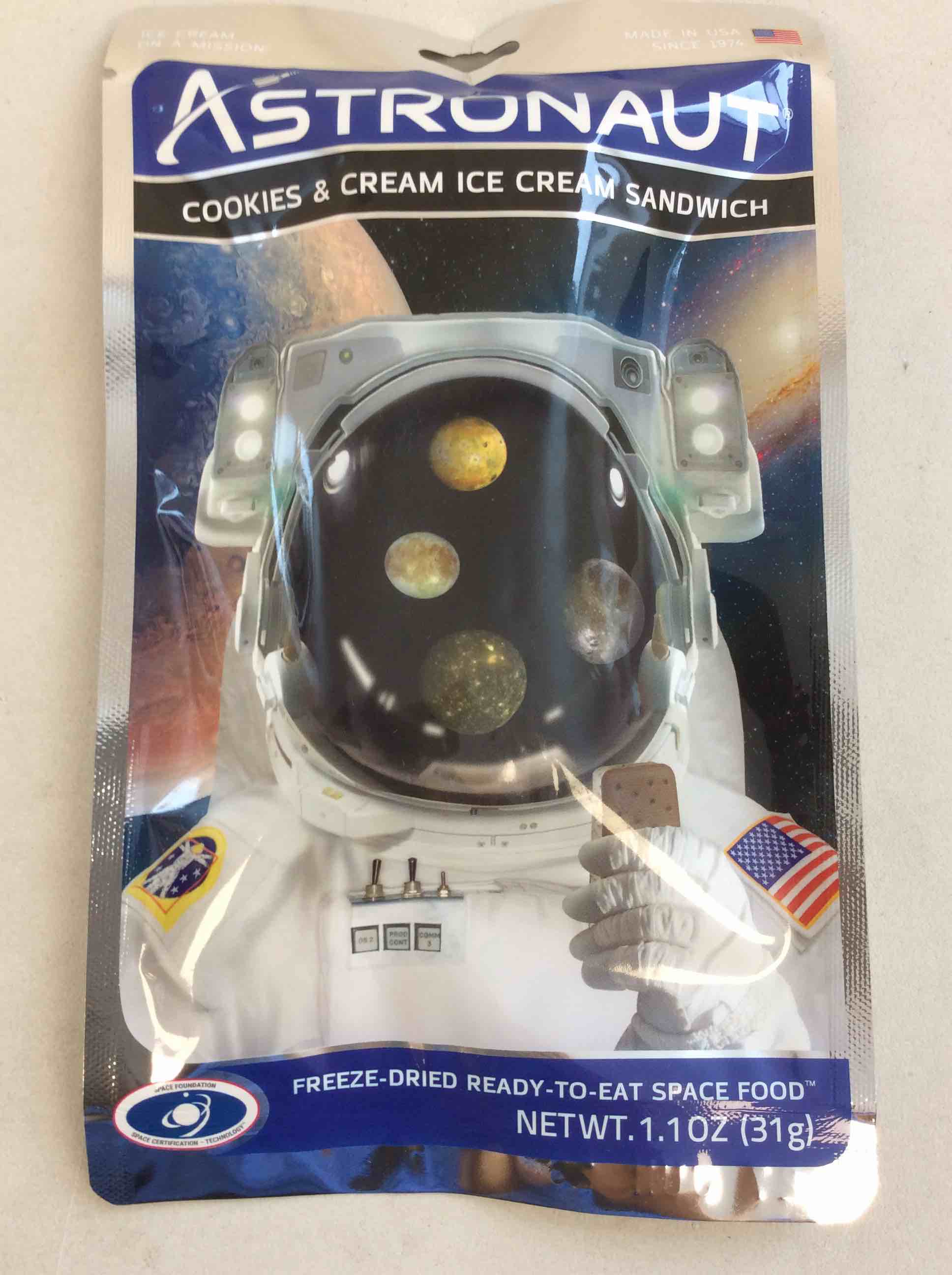 Condition photo showing New/Like New for astronaut cookies & cream ice cream sandwich 1.1 oz bb(06/27/2026)