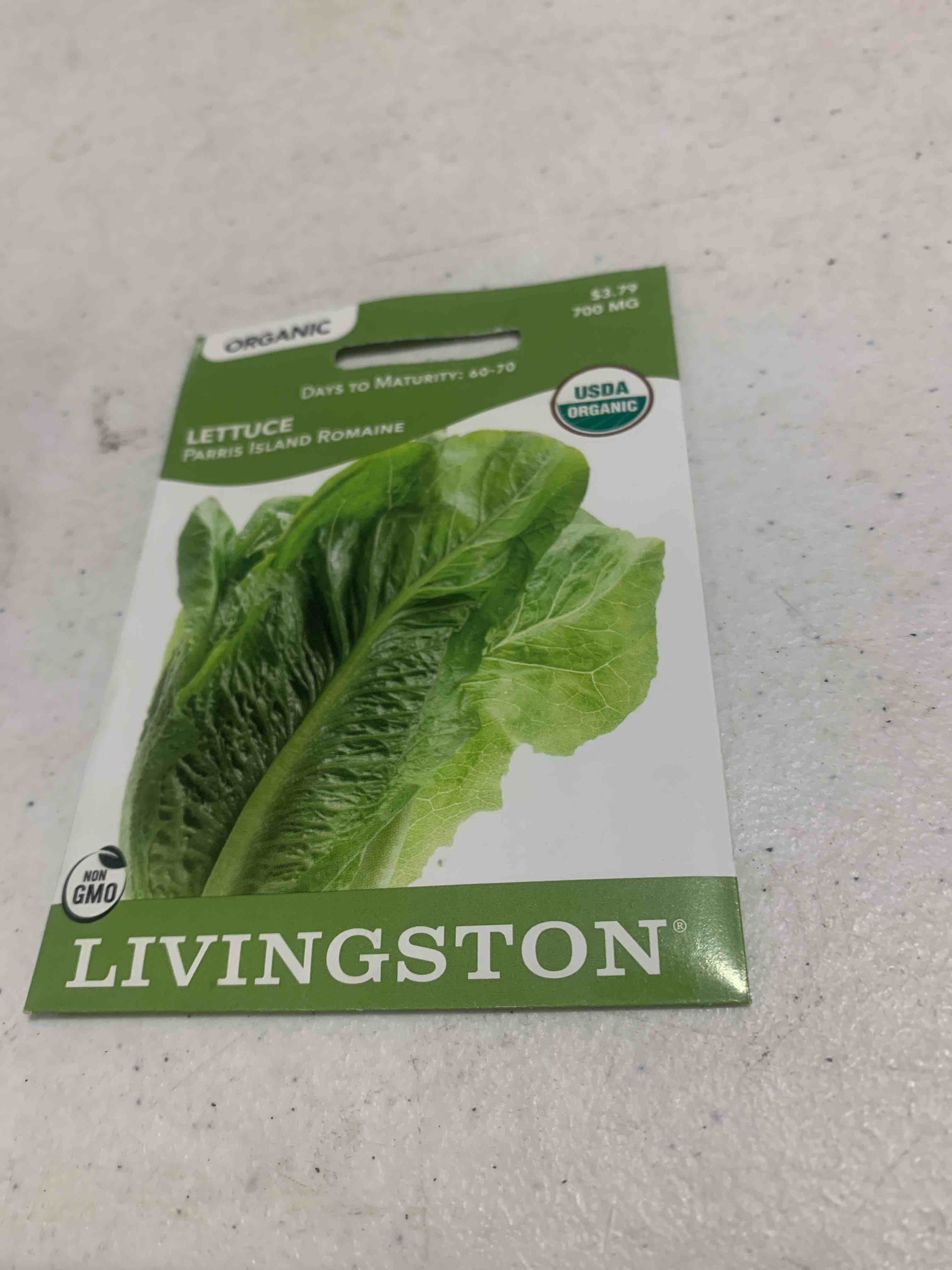 Livingston Seeds, Orangic Lettuce Parris Island Romaine 700mg