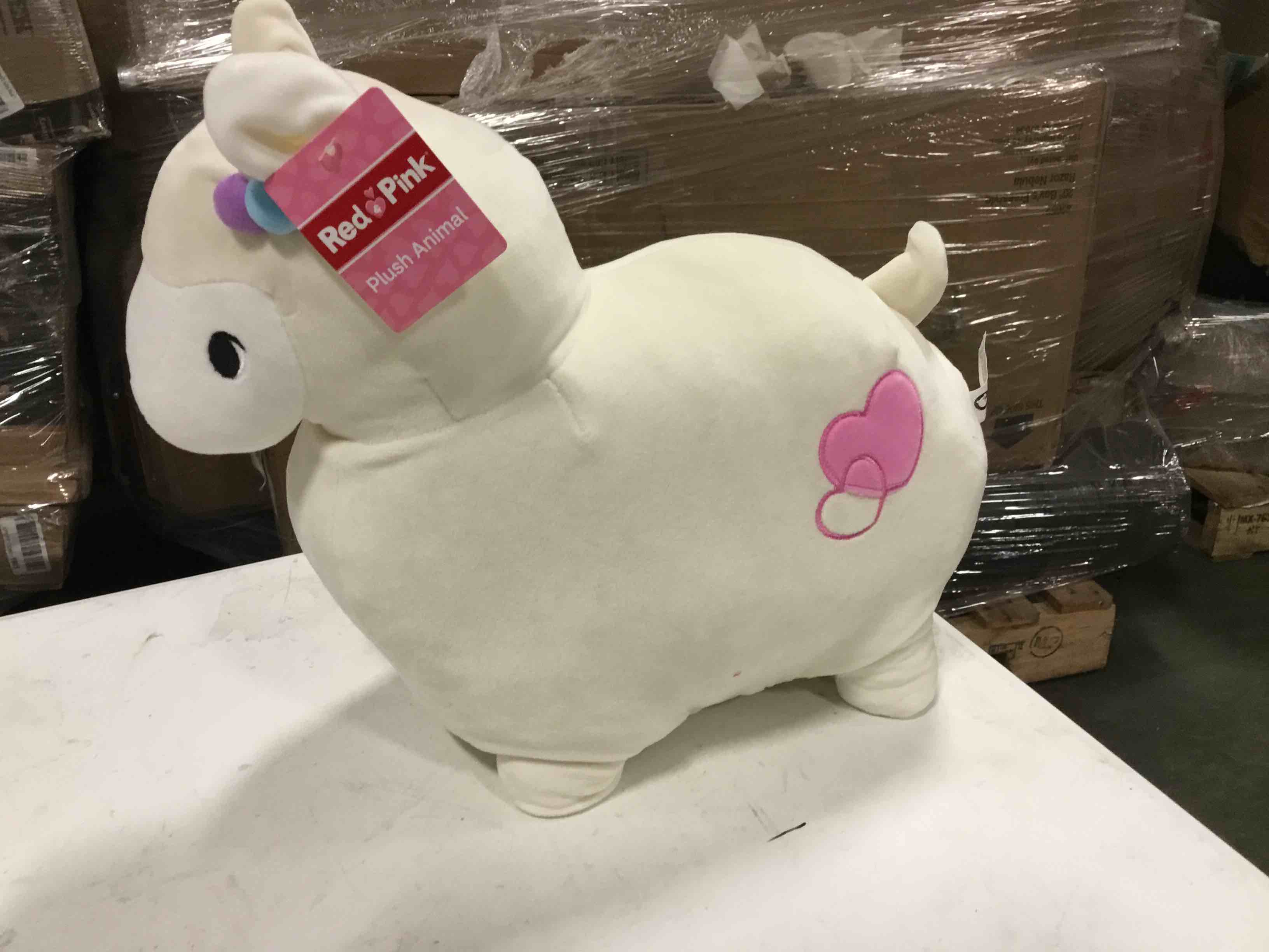 Red & Pink Plush animal 12x7x13-inches 
