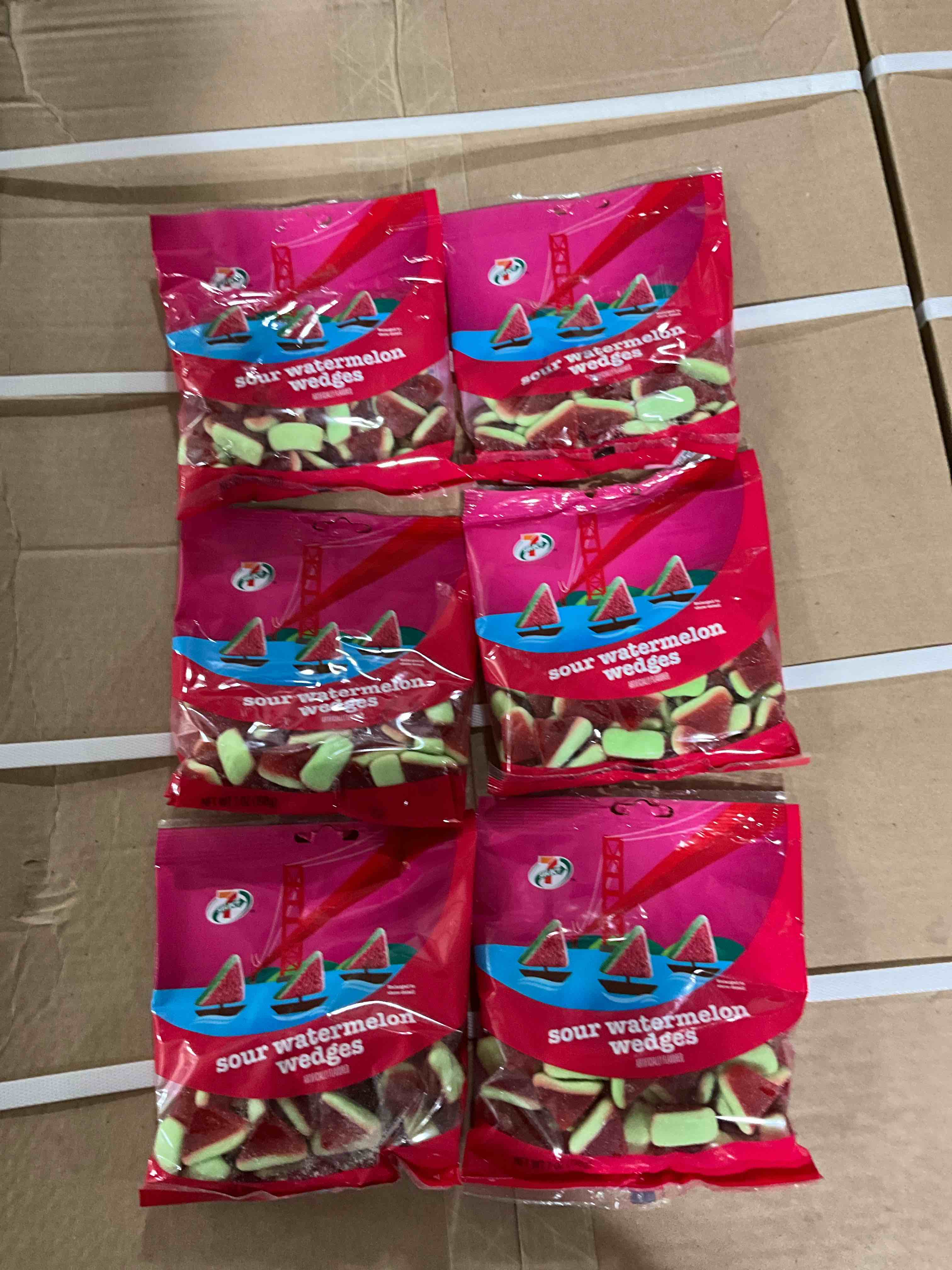 case of six sour watermelon wedges 7 ounce packages