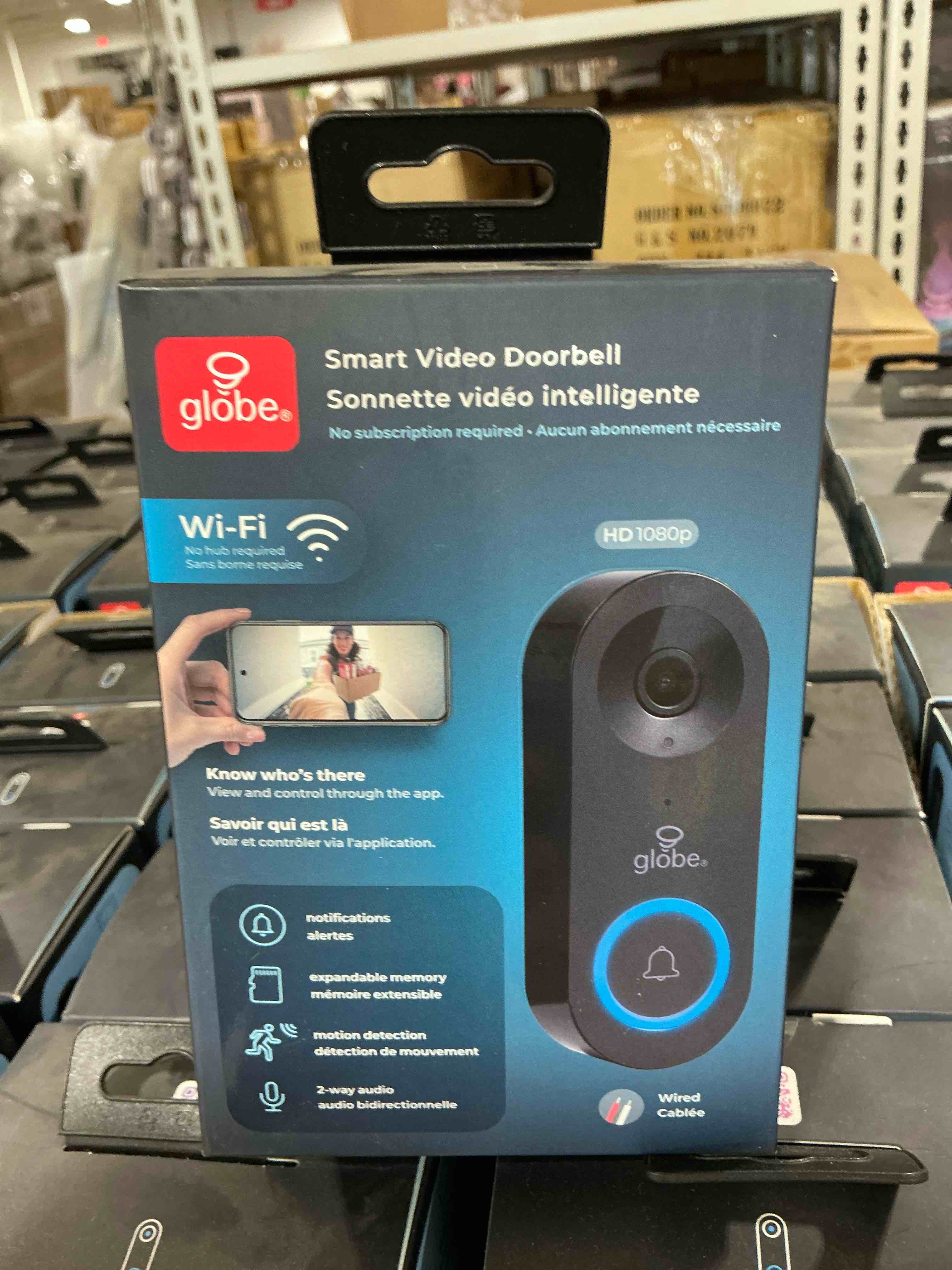 Condition photo showing New/Like New for black plastic wired smart video doorbell